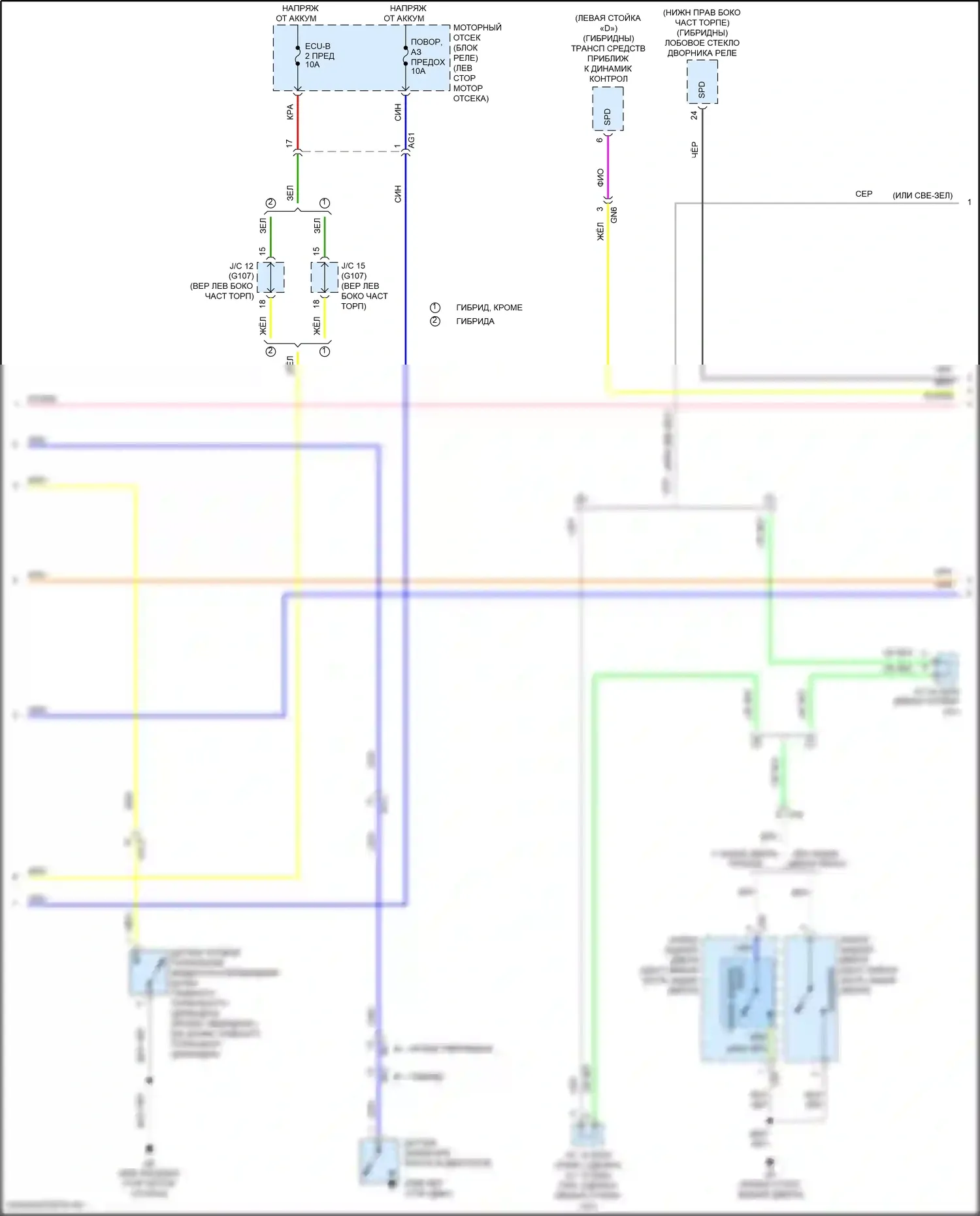 RAV4 Toyota IV рестайлинг (2015-2019): Электросхема приборной панели (2 из 3) 