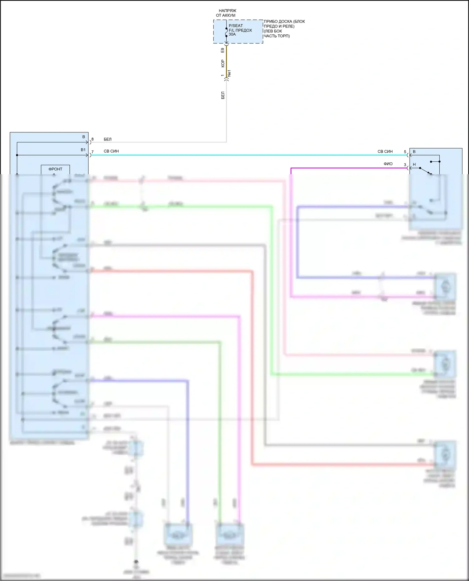 RAV4 Toyota IV рестайлинг (2015-2019): Электросхема сидений, гибрид 