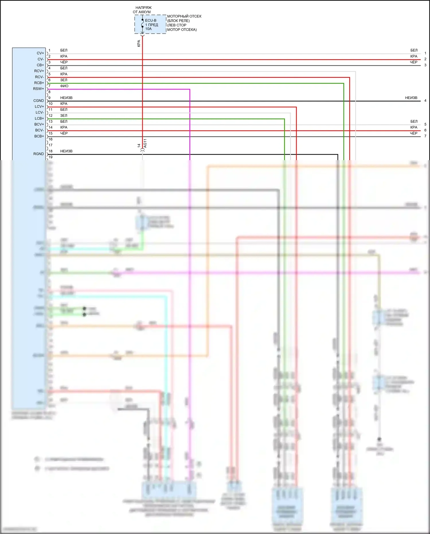 RAV4 Toyota IV рестайлинг (2015-2019): Электросхема парктроника, с панорамным и tmmc сделано (1 из 2) 