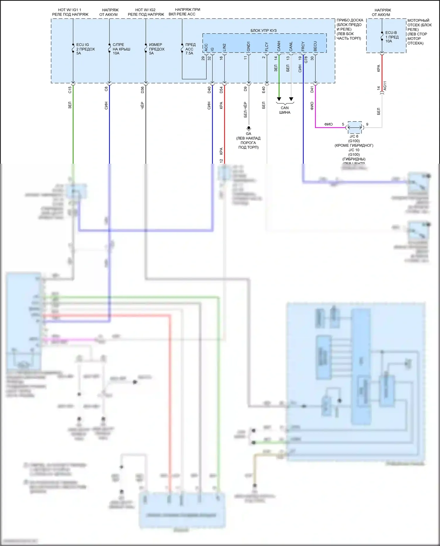 RAV4 Toyota IV рестайлинг (2015-2019): Электросхема складной крыши/люка 