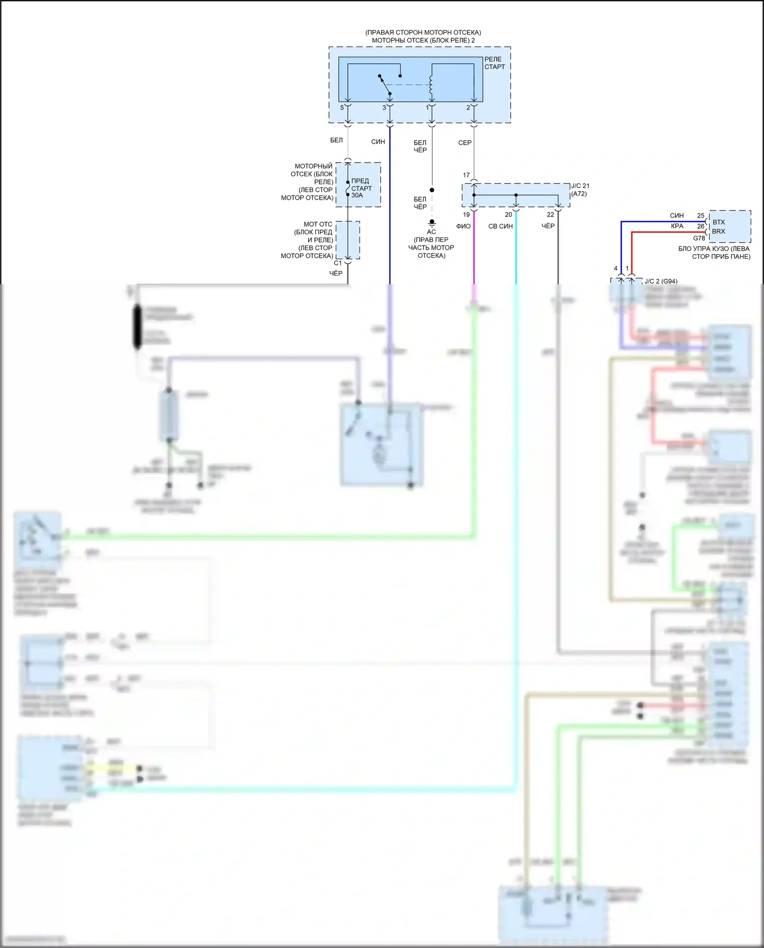 RAV4 Toyota IV рестайлинг (2015-2019): Электросхема стартера, с интеллектуальным ключом 