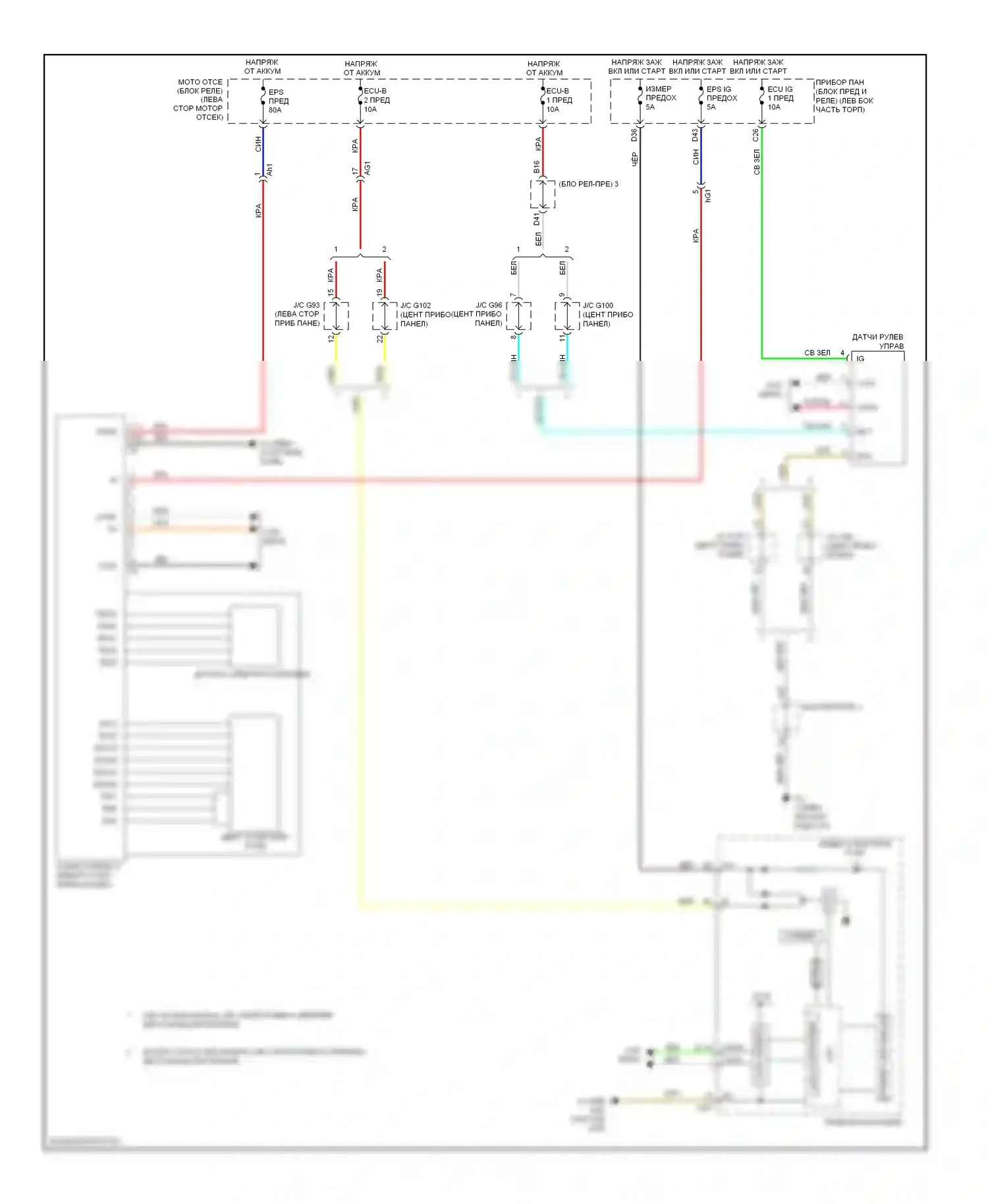 RAV4 Toyota IV (2012-2015): Электросхема электроусилителя руля, кроме эв. 