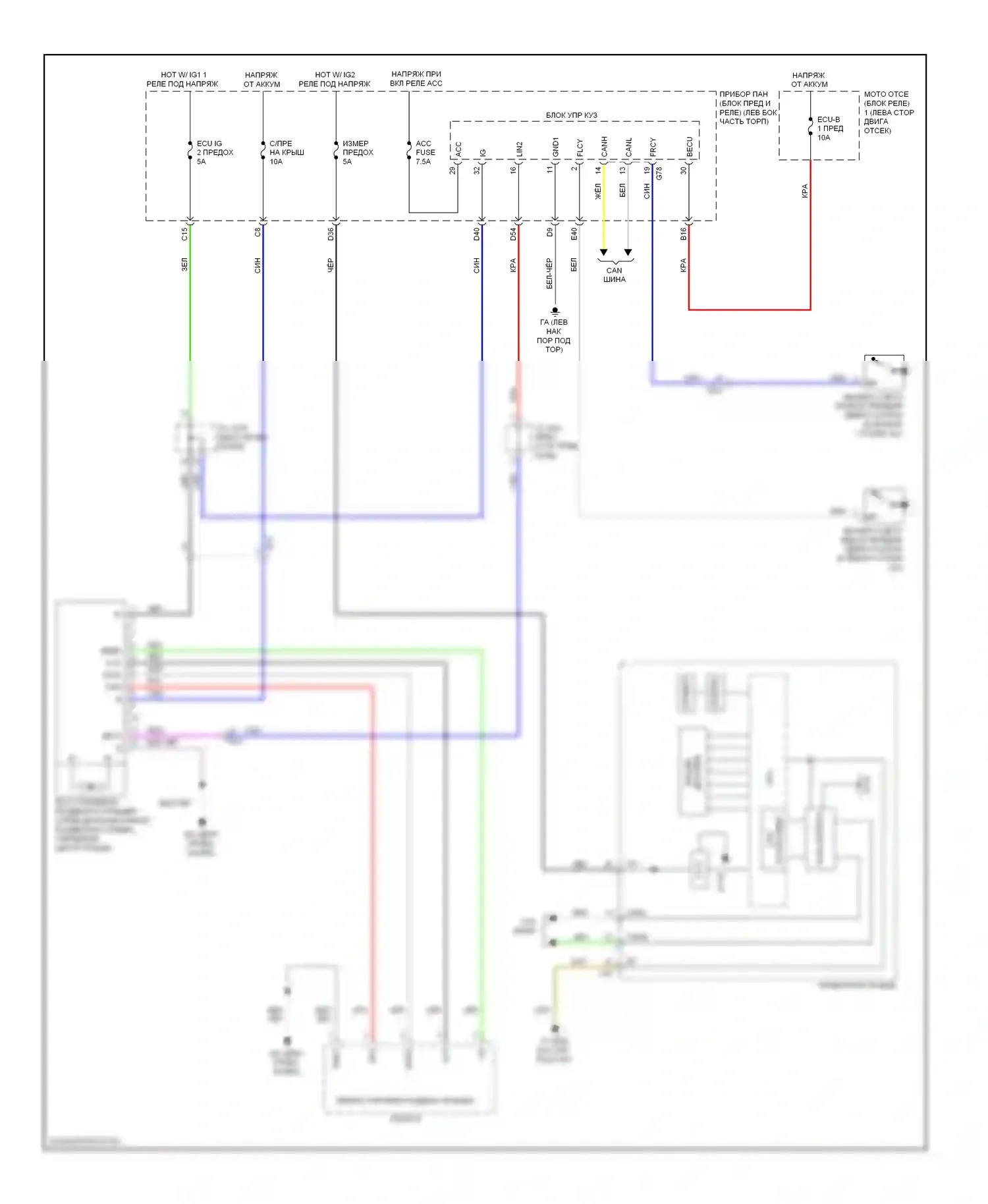 RAV4 Toyota IV (2012-2015): Электросхема складной крыши/люка 
