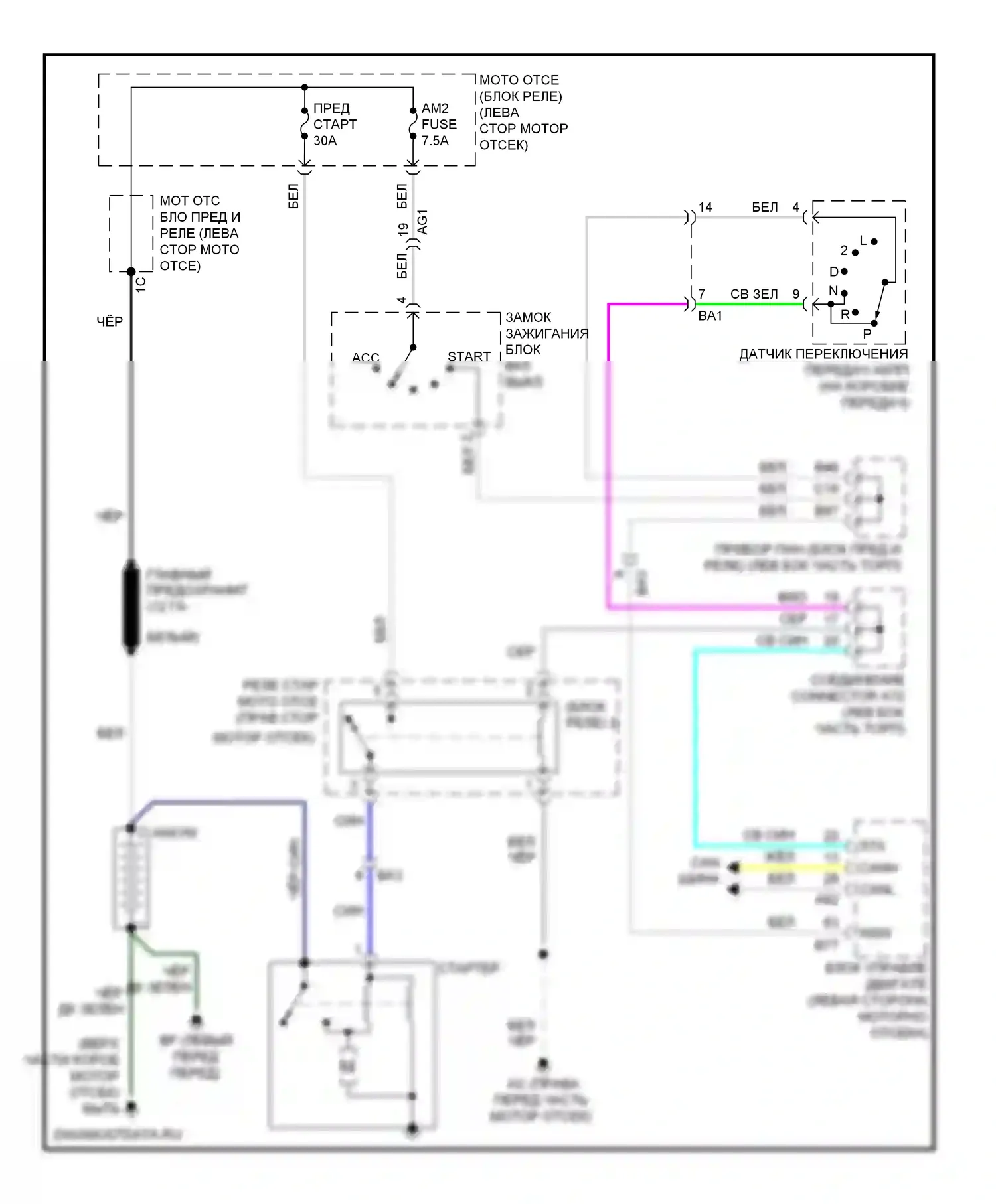 RAV4 Toyota IV (2012-2015): 2,5л, электросхема стартера, без смарт-ключа 