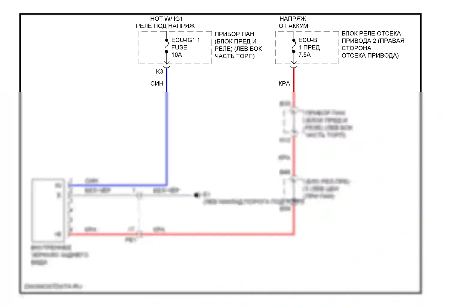 RAV4 Toyota IV (2012-2015): Электросхема электрохромного зеркала, эв 