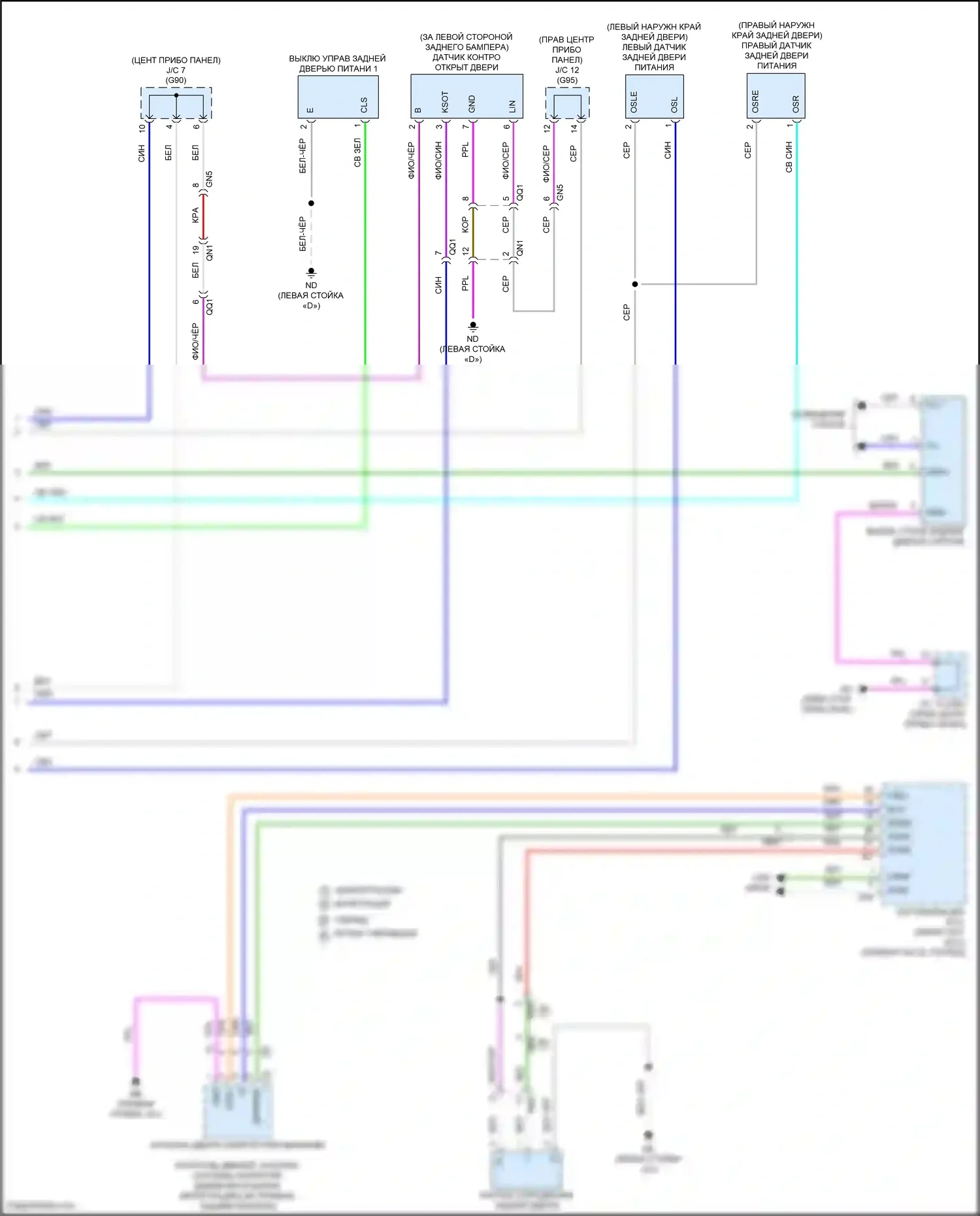 RAV4 Toyota V (2018-2024): Электросхема электромеханического замка задней двери с задней дверью (2 из 2) 