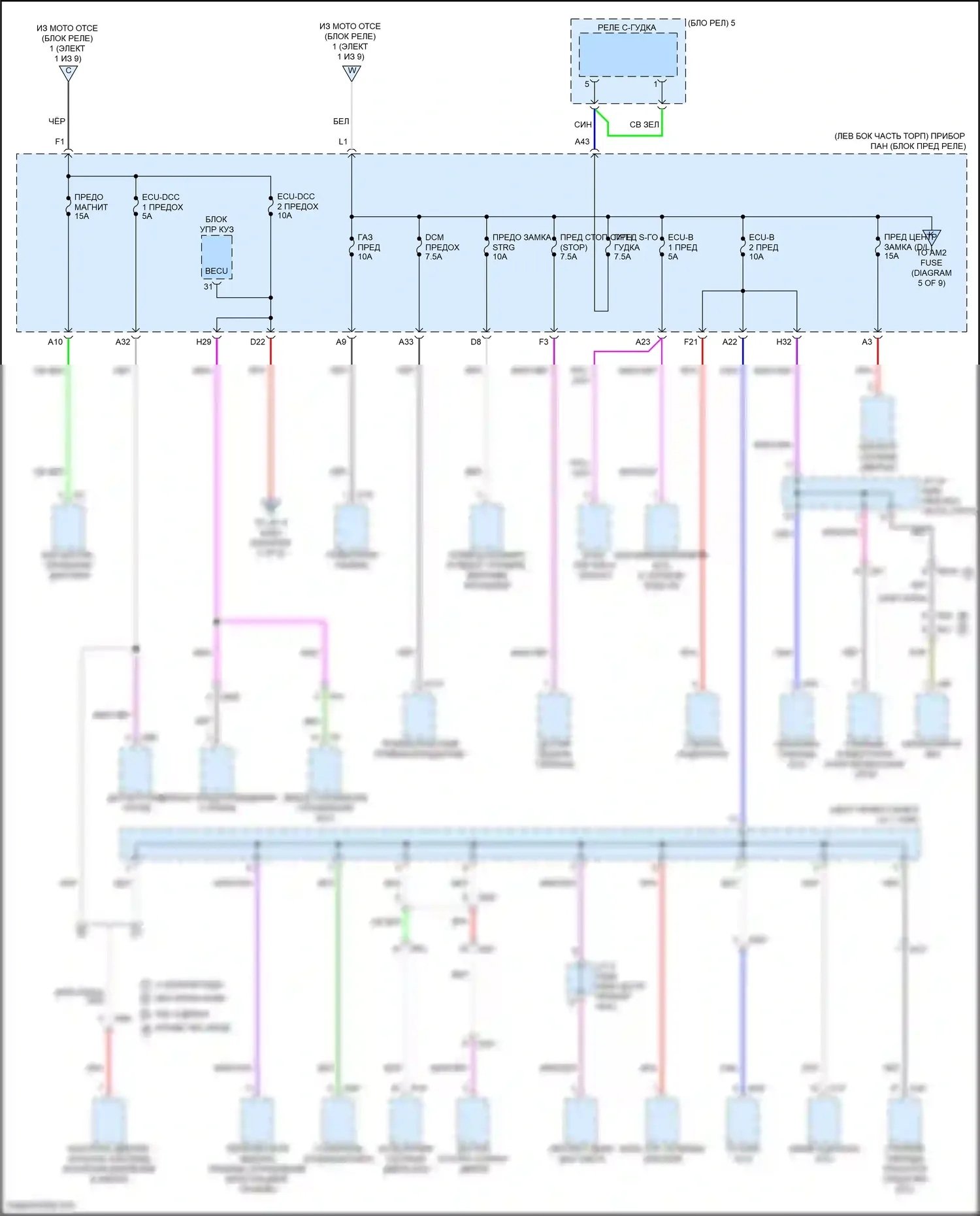 RAV4 Toyota V (2018-2024): Электросхема блока предохранителей реле, гибридного (4 из 9) 