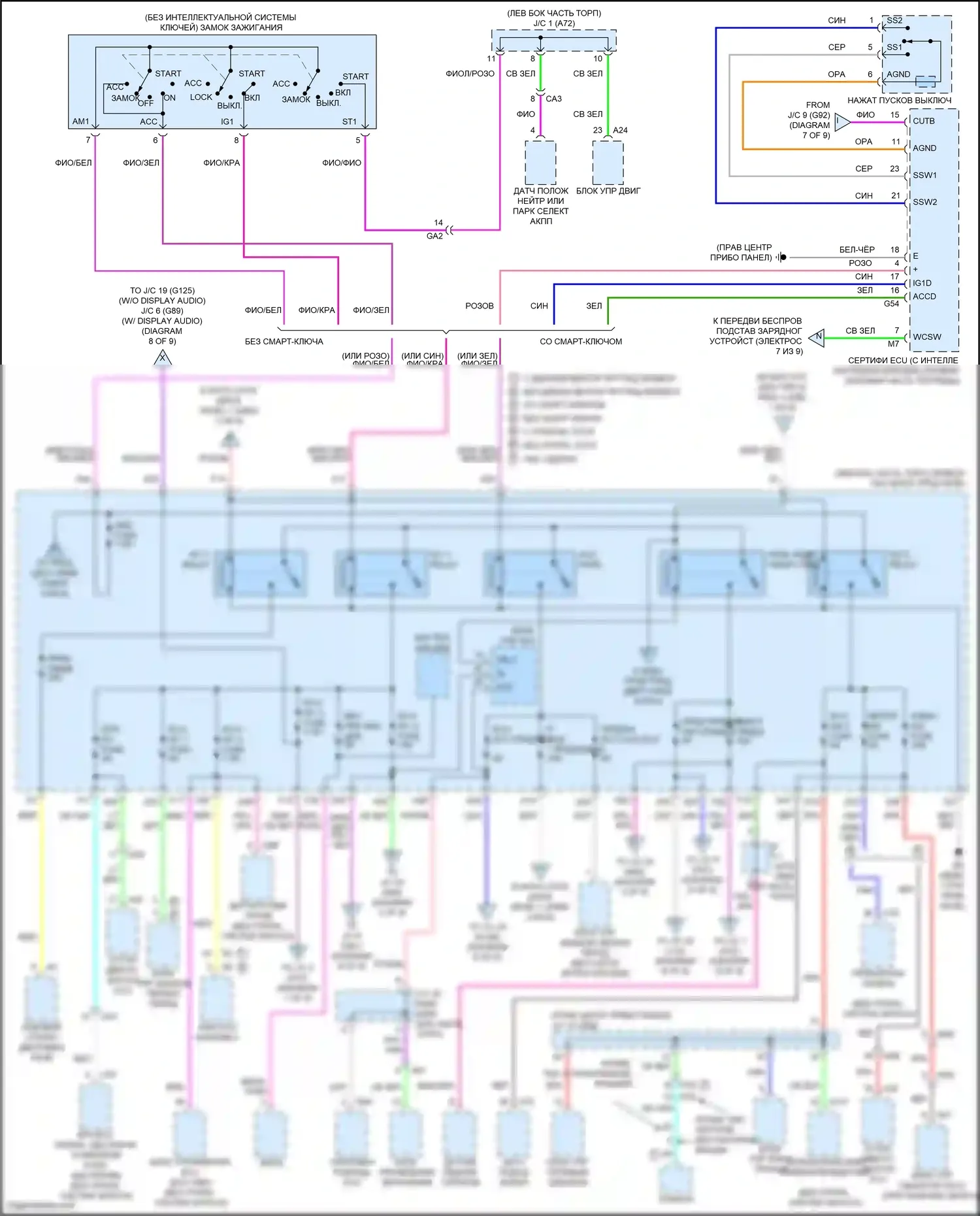RAV4 Toyota V (2018-2024): Электросхема блока предохранителей реле, кроме гибридного (5 из 9) 