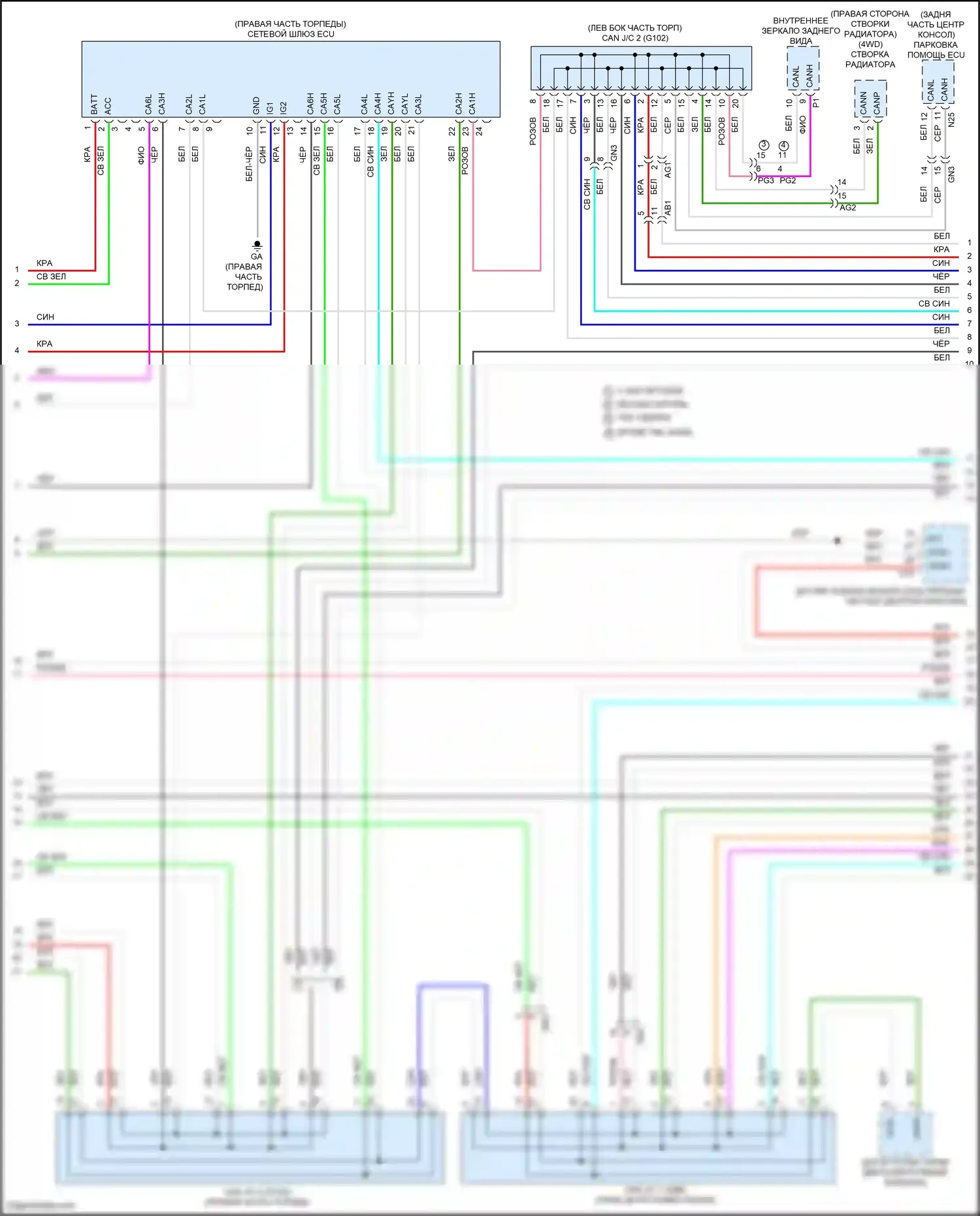 RAV4 Toyota V (2018-2024): Can шина электросхема, гибридная (2 из 4) 