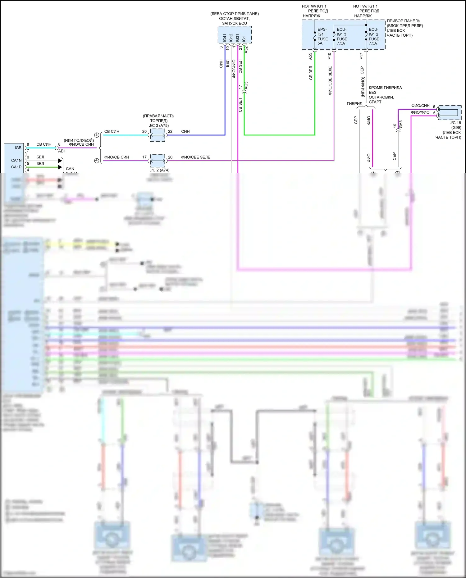 RAV4 Toyota V (2018-2024): Электросхема круиз-контроля (1 из 3) 