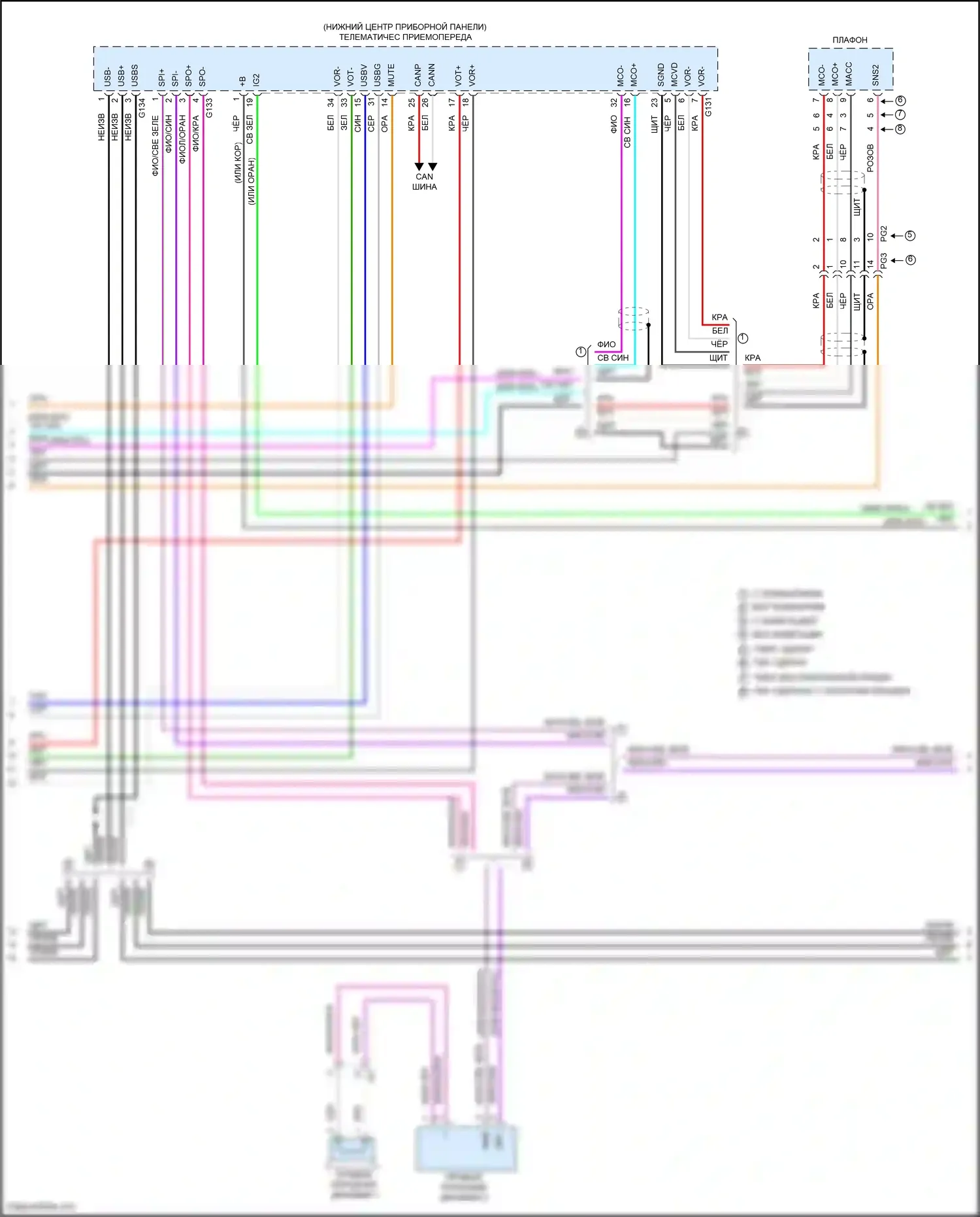 RAV4 Toyota V (2018-2024): Электросхема магнитолы, со встроенным усилителем (2 из 4) 