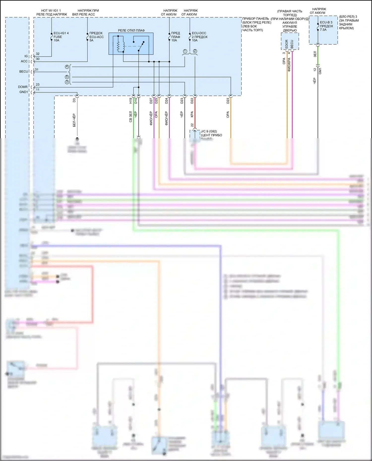 RAV4 Toyota V (2018-2024): Электросхема освещения салона (1 из 3) 