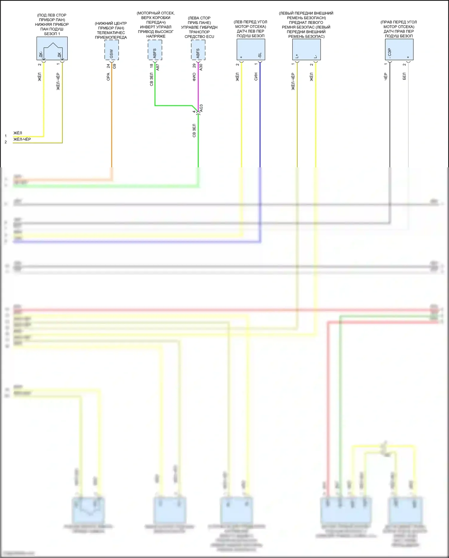 RAV4 Toyota V (2018-2024): Электросхема подушек безопасности (2 из 4) 
