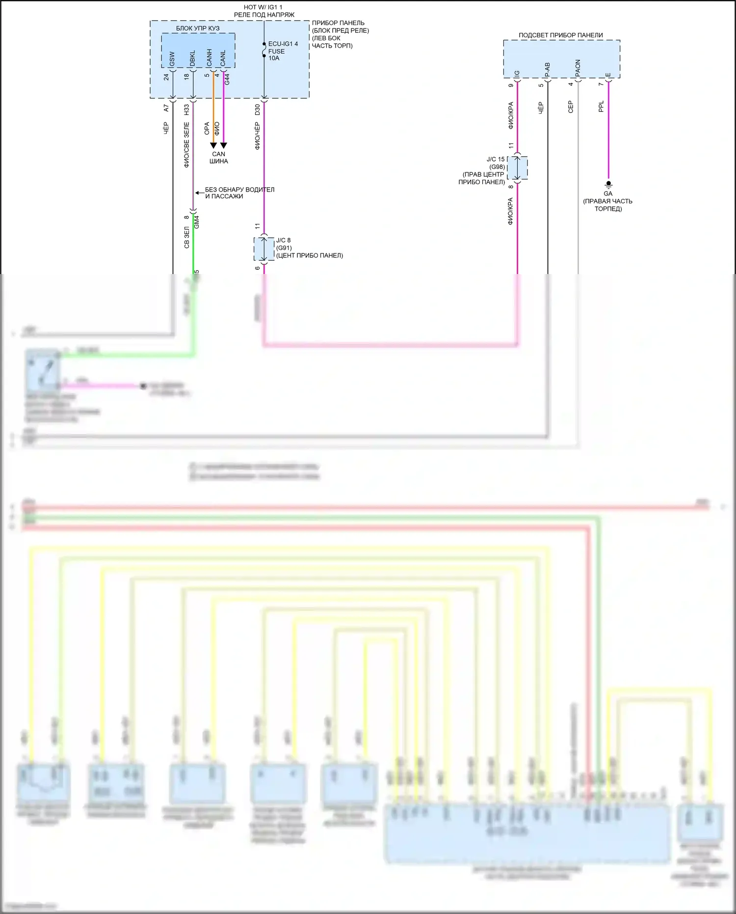 RAV4 Toyota V (2018-2024): Электросхема подушек безопасности (3 из 4) 