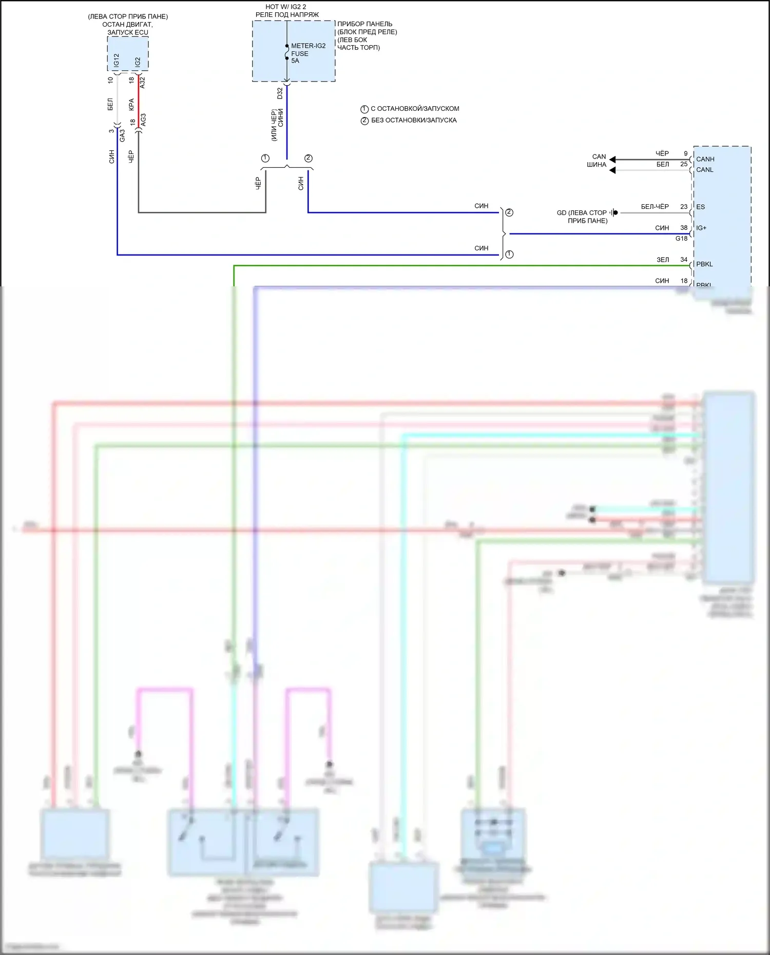 RAV4 Toyota V (2018-2024): Электросхема подушек безопасности (4 из 4) 