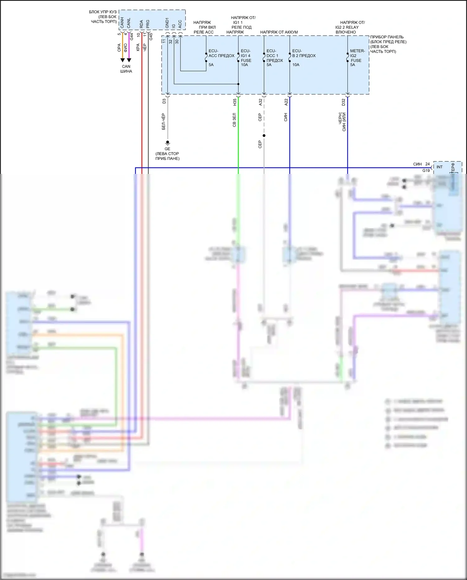 RAV4 Toyota V (2018-2024): Электросхема контроля давления в шинах 