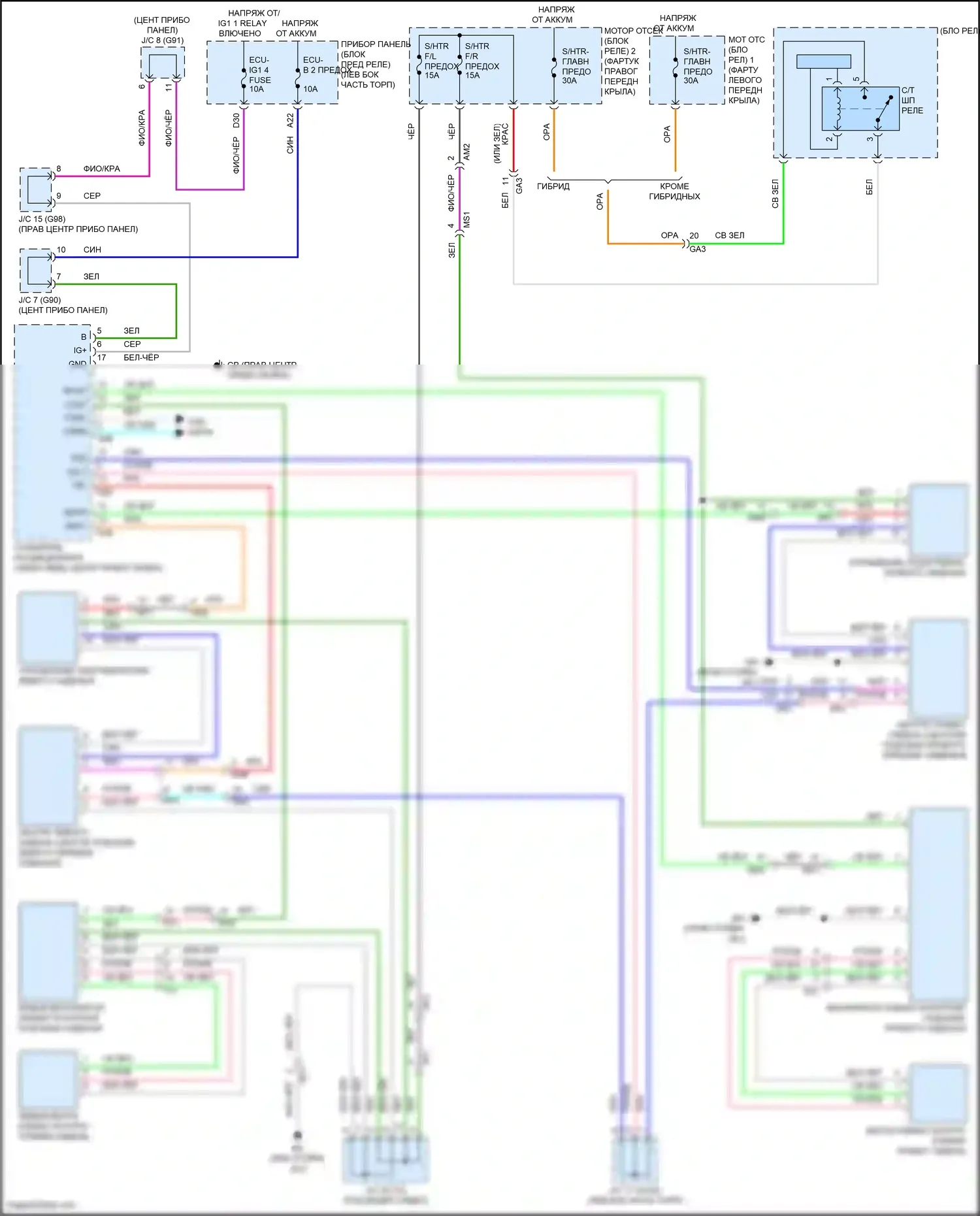 RAV4 Toyota V (2018-2024): Электросхема передних обогреваемых сидений, с сиденьем климат-контроля 