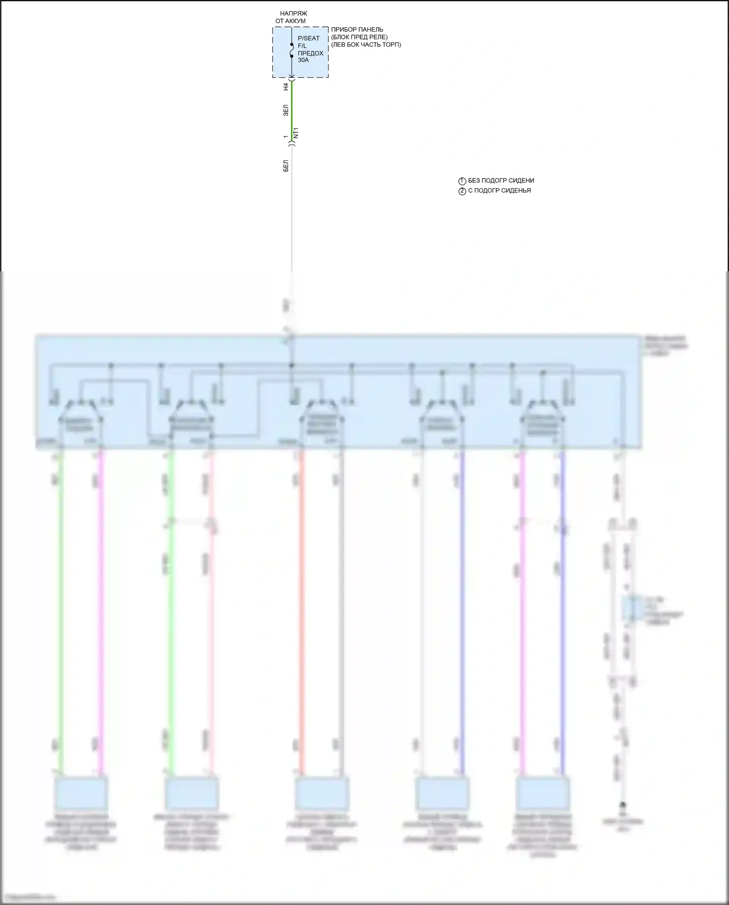 RAV4 Toyota V (2018-2024): Электросхема сидений 