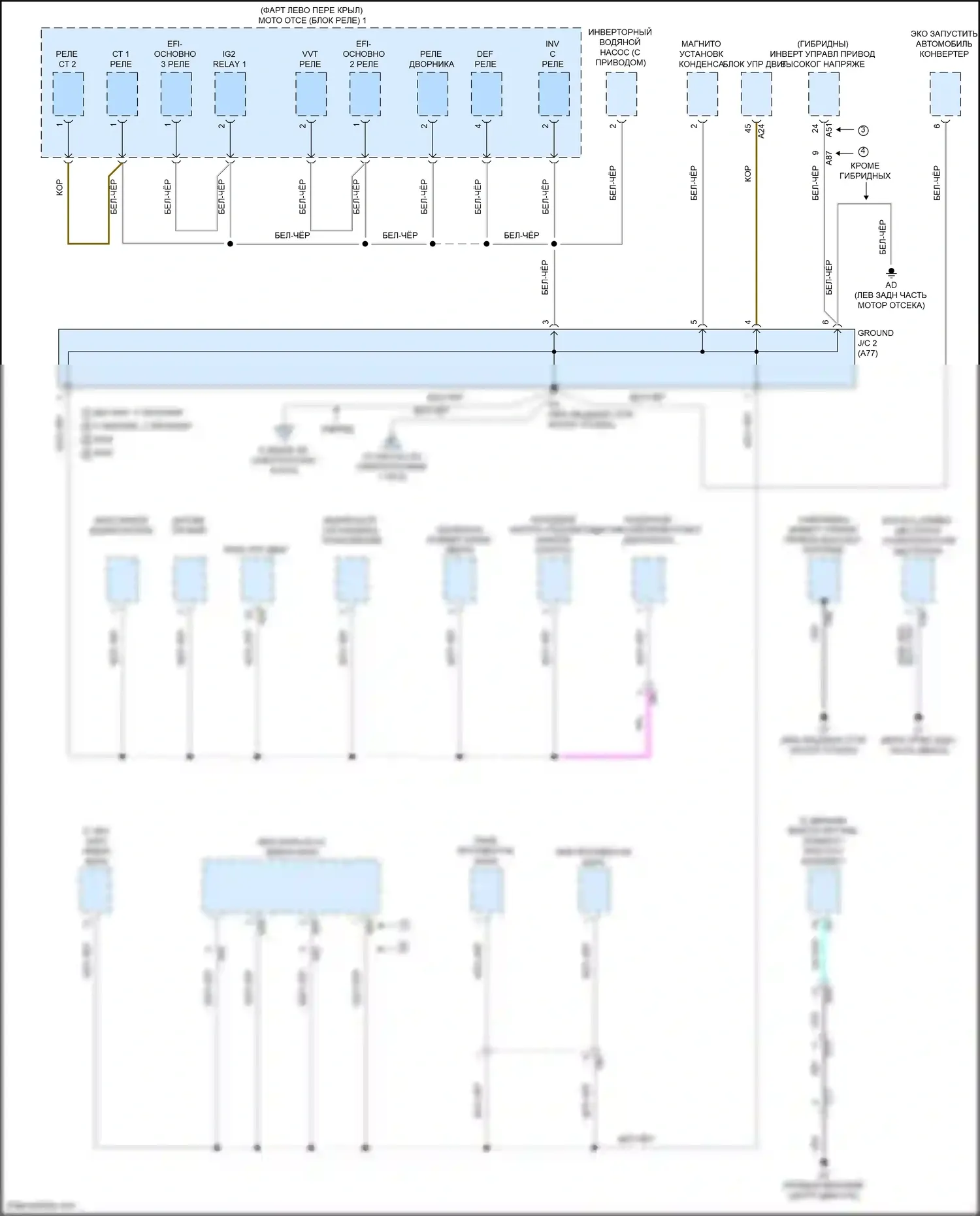RAV4 Toyota V (2018-2024): Электросхема разводки массы (2 из 8) 
