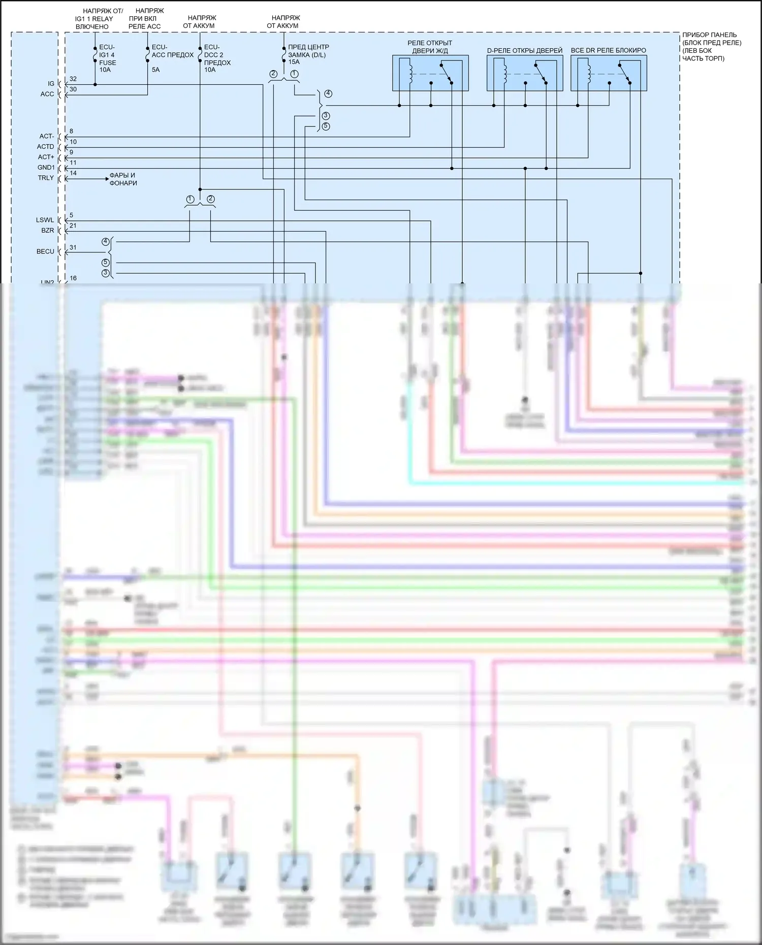 RAV4 Toyota V (2018-2024): Электросхема центрального замка, с интеллектуальной системой ключей (1 из 6) 