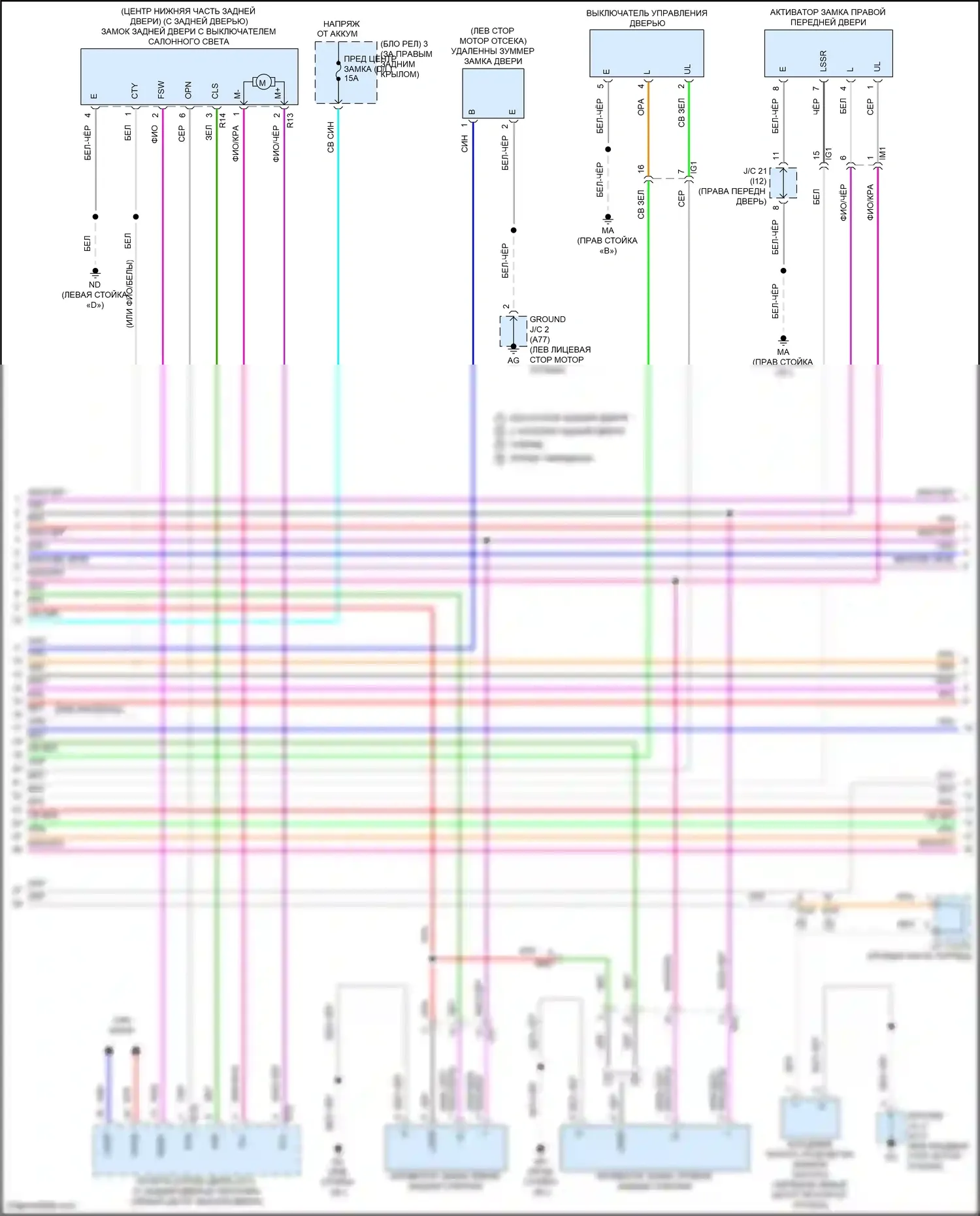 RAV4 Toyota V (2018-2024): Электросхема центрального замка, с интеллектуальной системой ключей (2 из 6) 