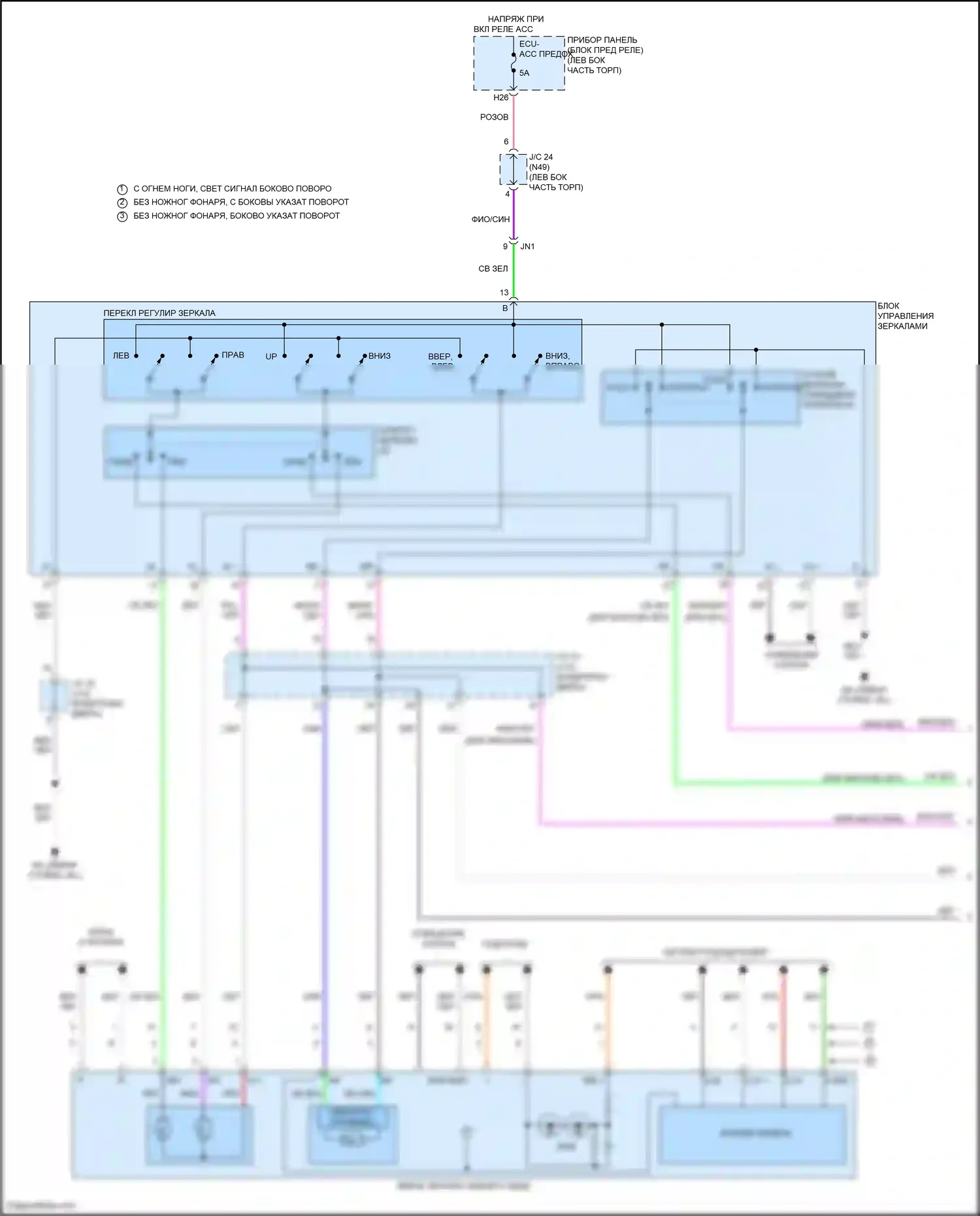 RAV4 Toyota V (2018-2024): Управление зеркалами заднего вида электросхема (1 из 2) 