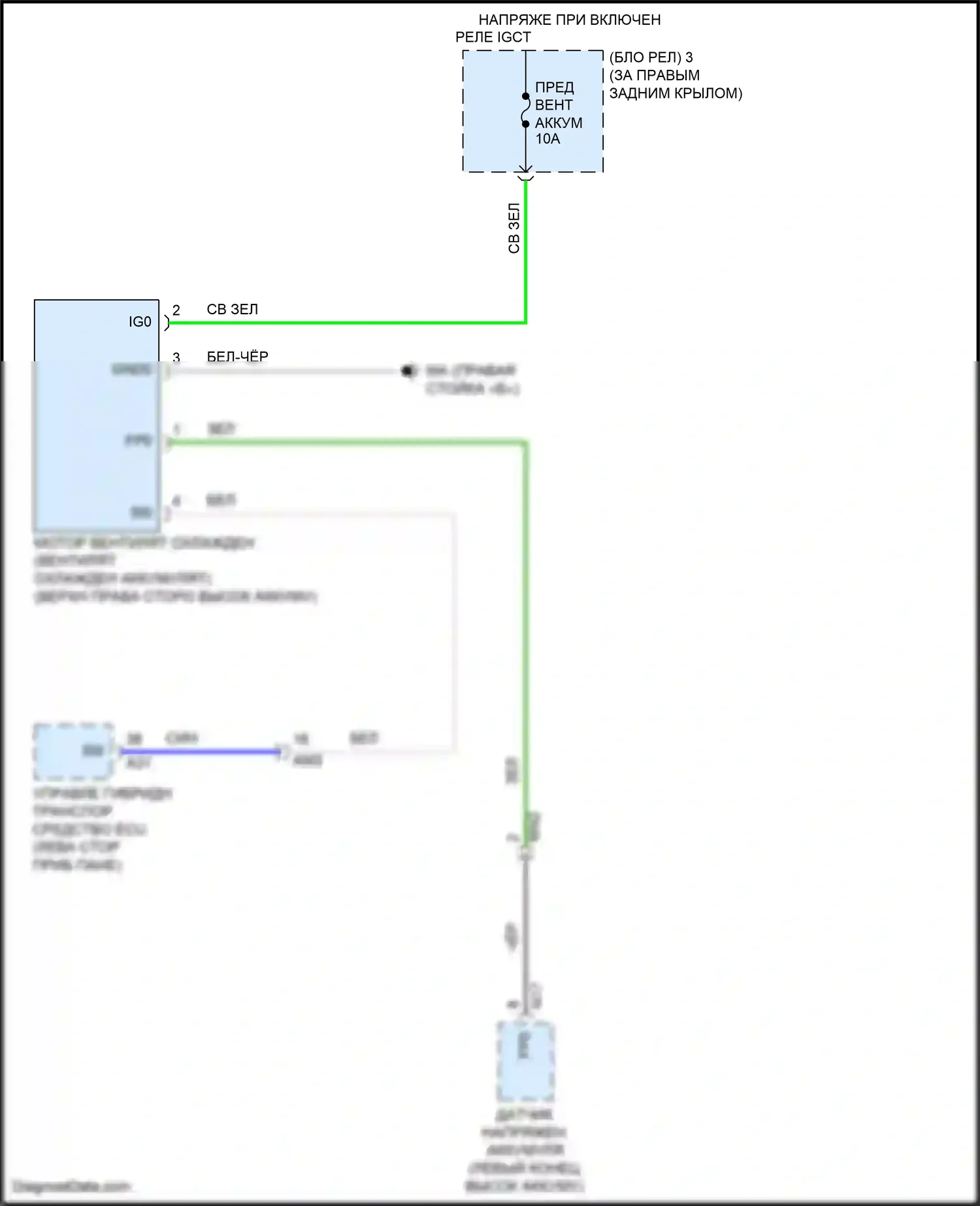 RAV4 Toyota V (2018-2024): Электросхема вентилятора охлаждения аккумулятора 