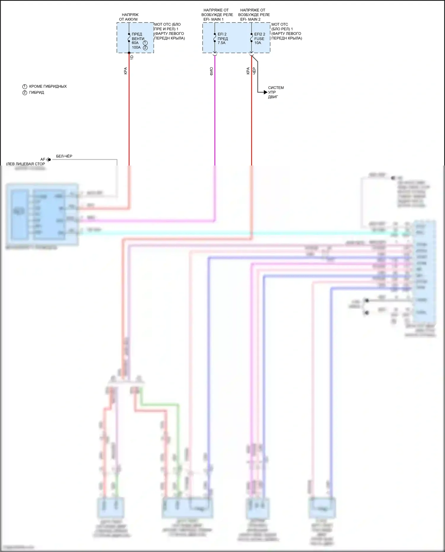 RAV4 Toyota V (2018-2024): Электросхема вентилятора охлаждения 