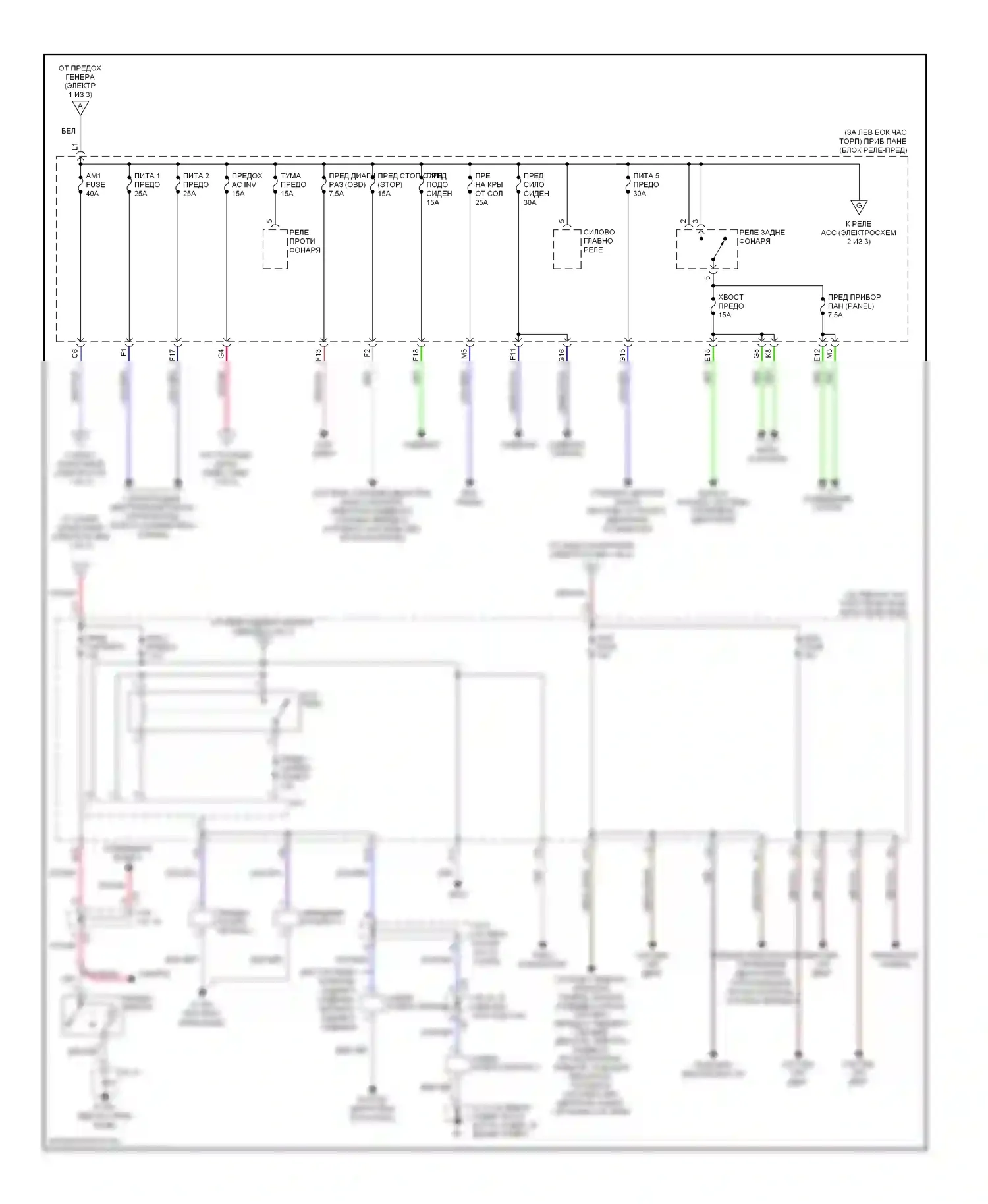 Sequoia Toyota I рестайлинг (2004-2007): Электросхема блока предохранителей реле (2 из 3) 