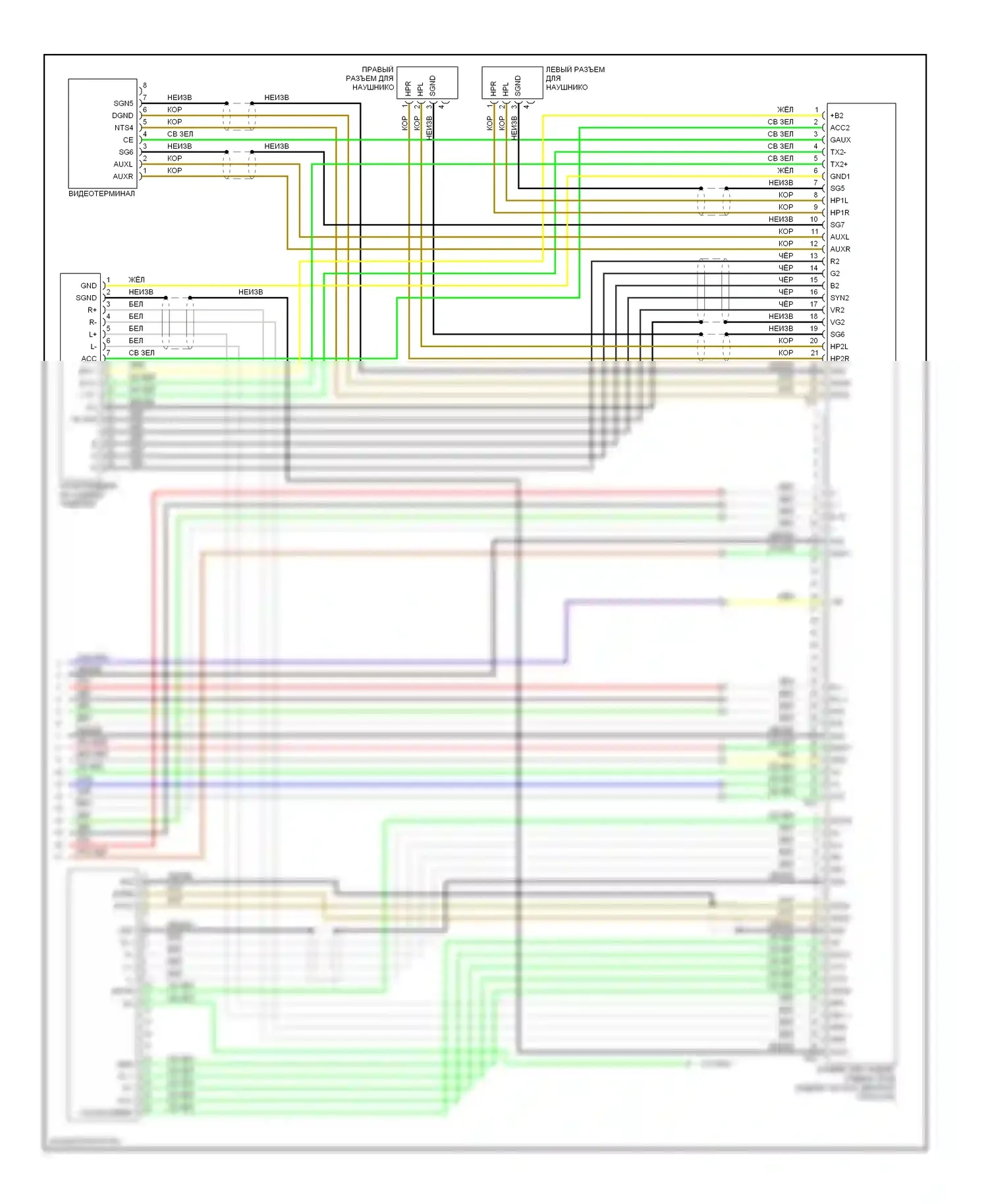 Sequoia Toyota I рестайлинг (2004-2007): Электросхема 10-акустической системы, с задней развлекательной системой, без навигации (3 из 3) 