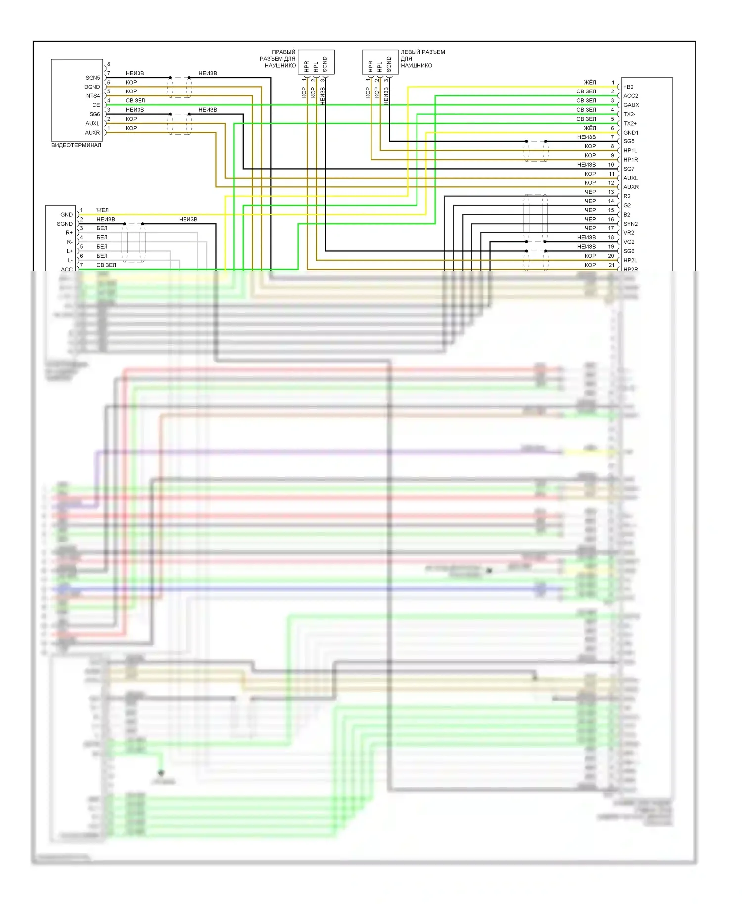 Sequoia Toyota I рестайлинг (2004-2007): Электросхема 10-акустической системы, с задней развлекательной системой, с навигацией (3 из 3) 