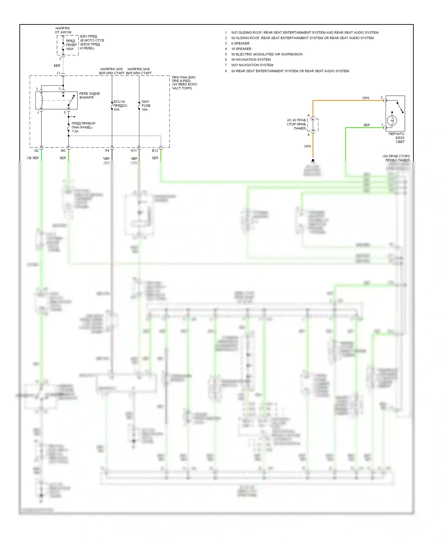 Sequoia Toyota I рестайлинг (2004-2007): Электросхема подсветки приборной панели 