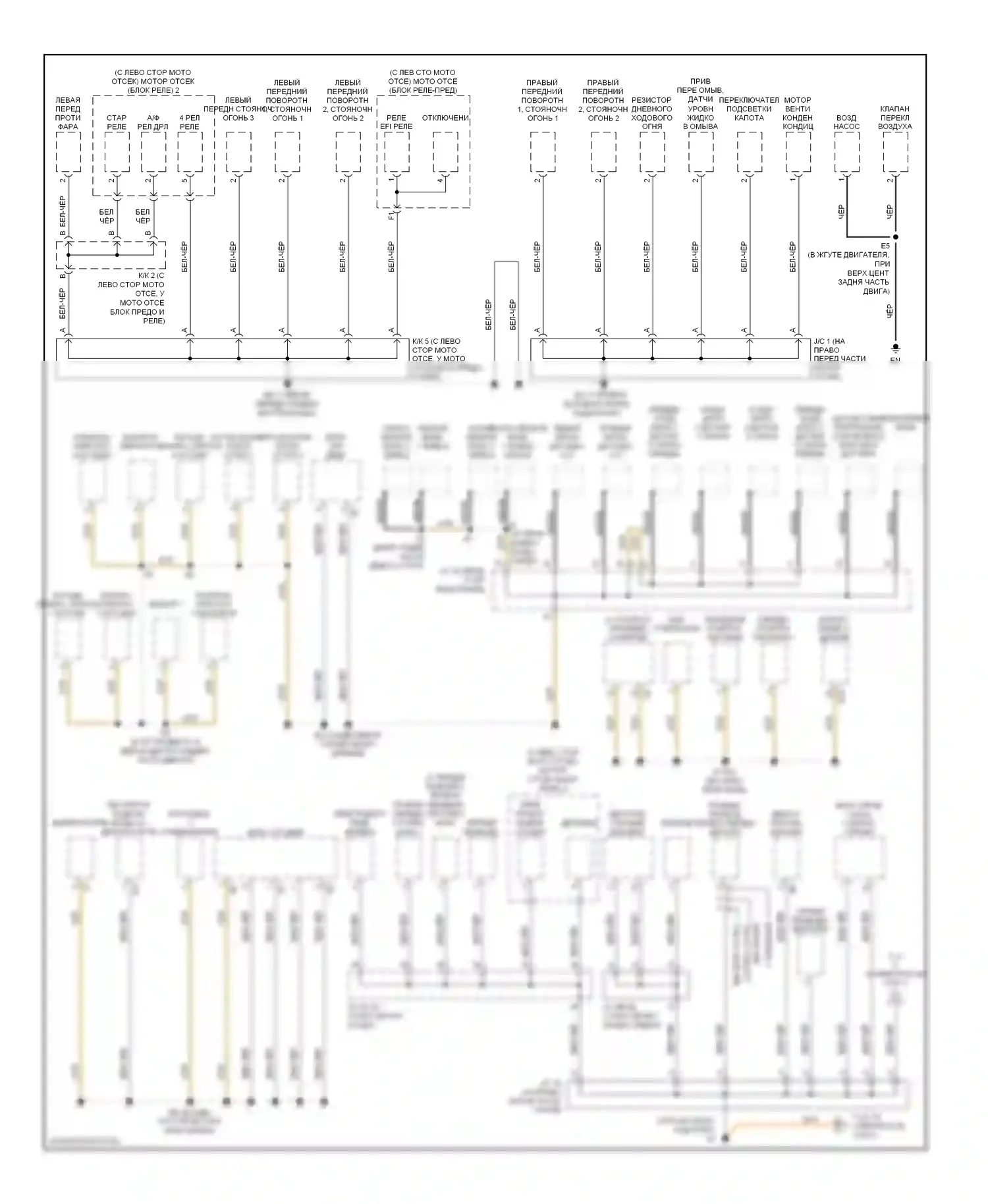 Sequoia Toyota I рестайлинг (2004-2007): Электросхема точек подключения масс (1 из 3) 