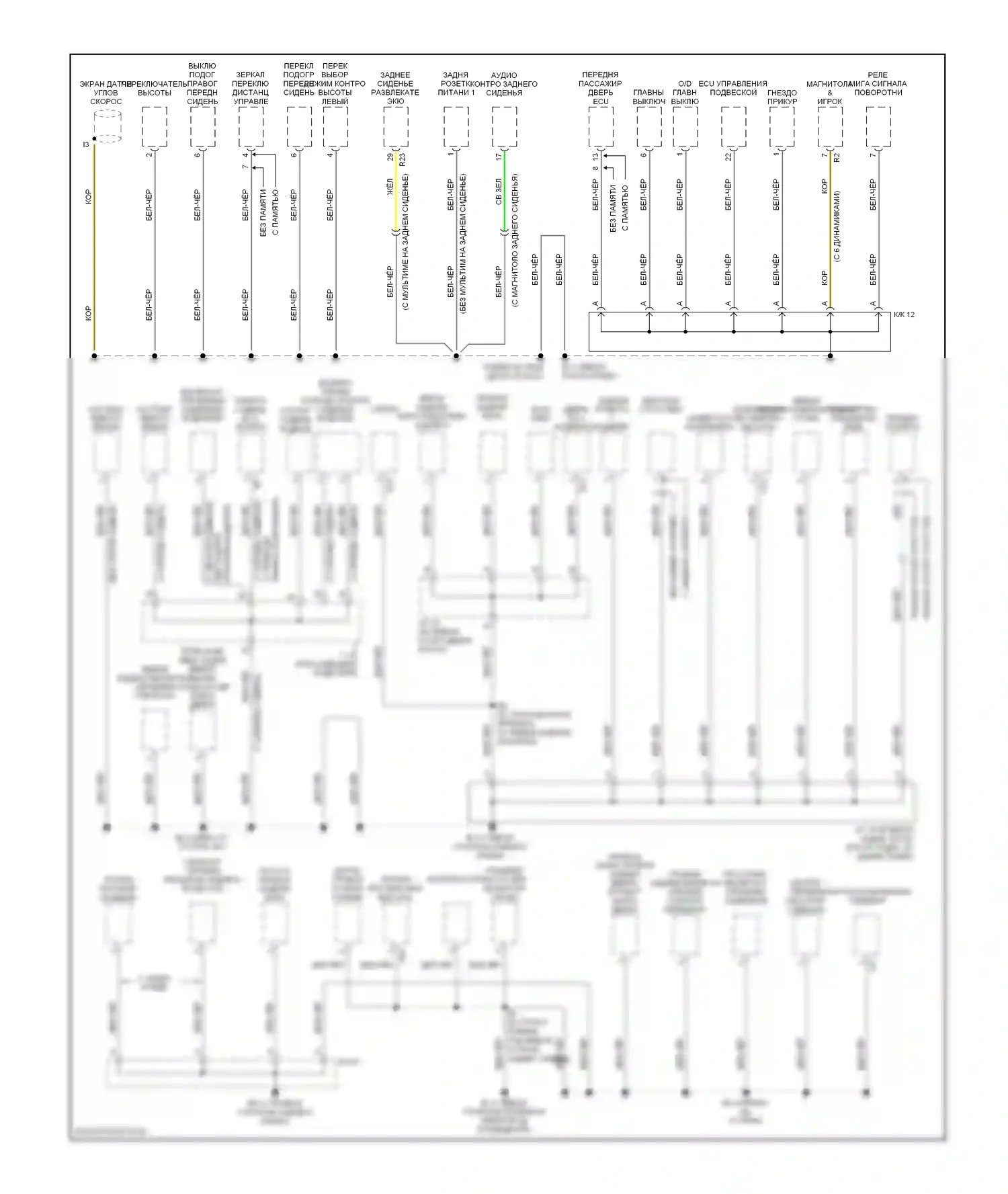 Sequoia Toyota I рестайлинг (2004-2007): Электросхема точек подключения масс (3 из 3) 