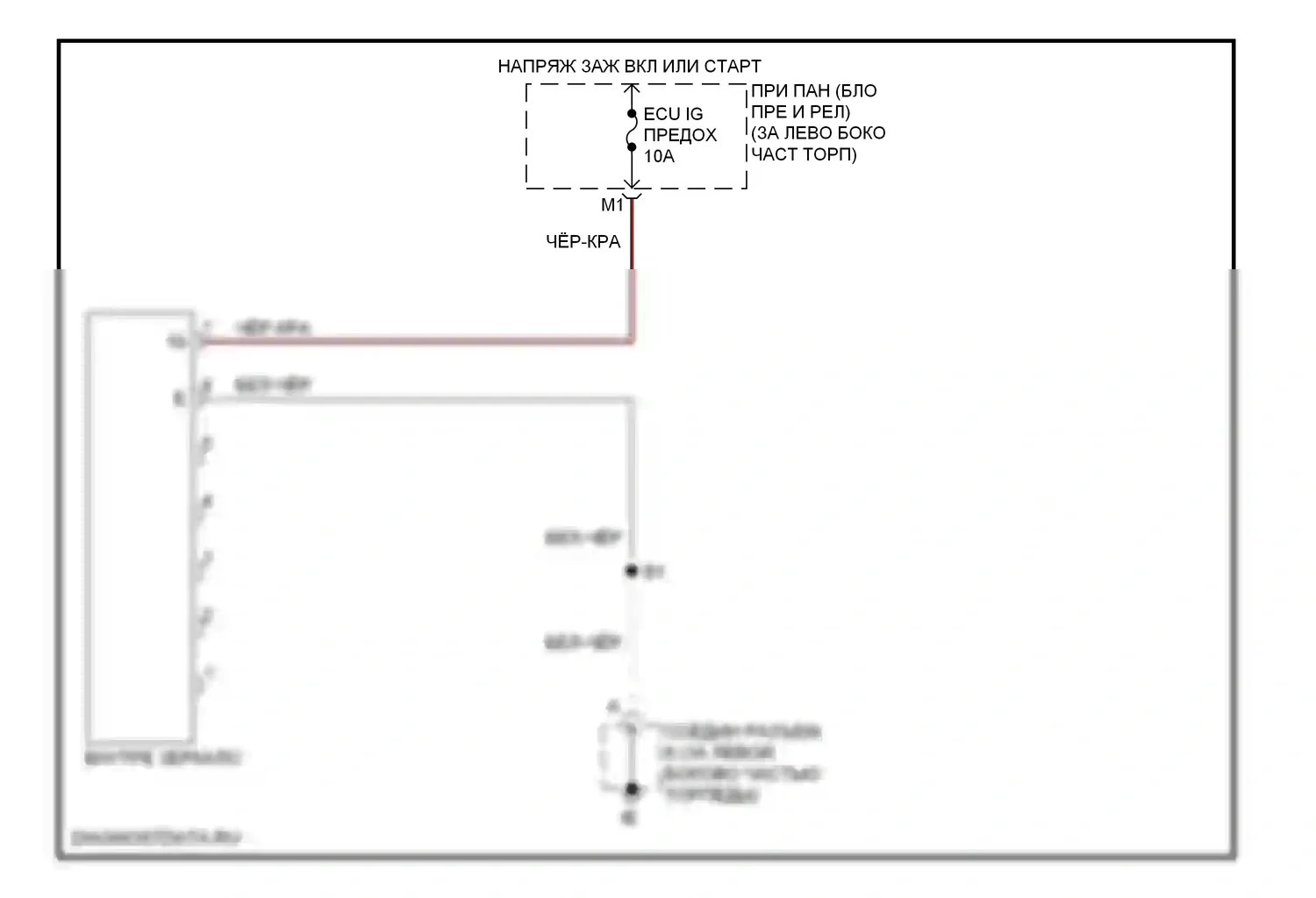 Sequoia Toyota I рестайлинг (2004-2007): Электросхема электрохромного зеркала 