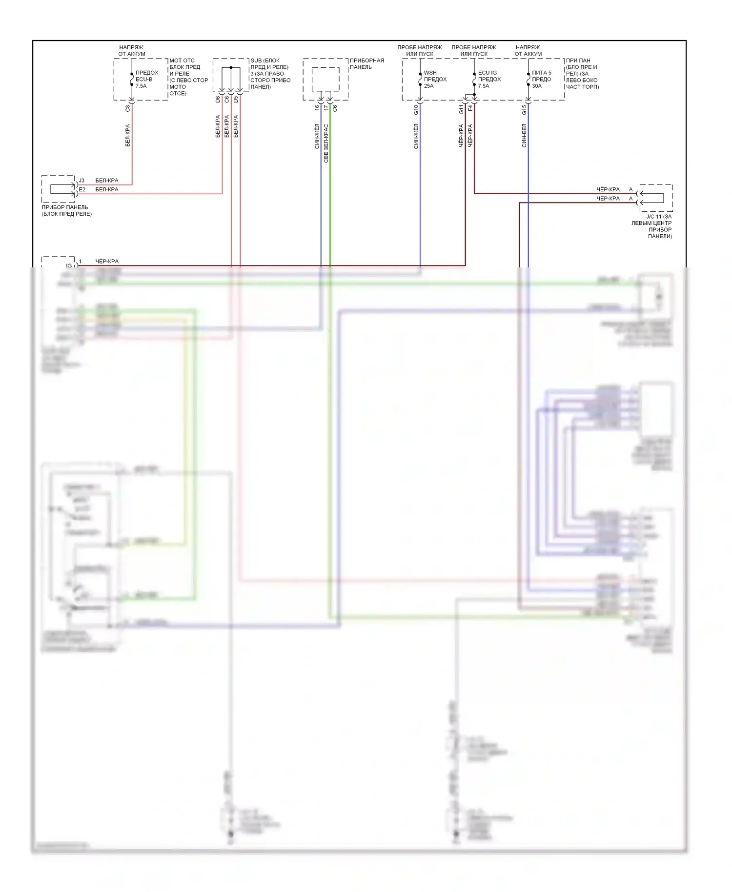 Sequoia Toyota I (2000-2004): Электросхема задних дворников и омывателей 