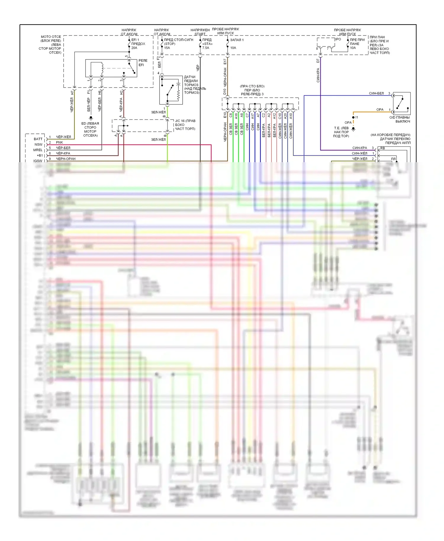 Sequoia Toyota I (2000-2004): Электросхема автоматической коробки передач 