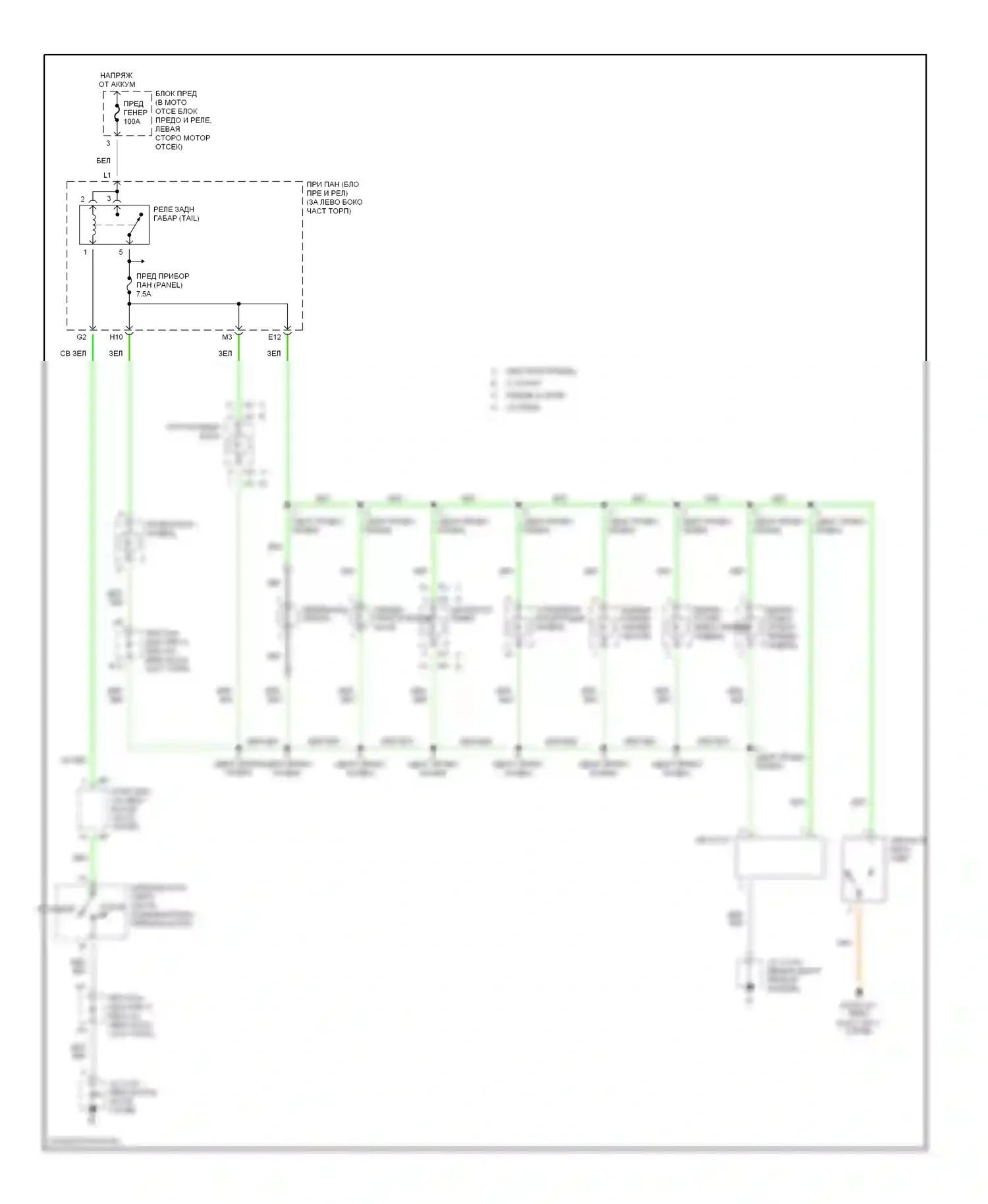 Sequoia Toyota I (2000-2004): Электросхема подсветки приборной панели 