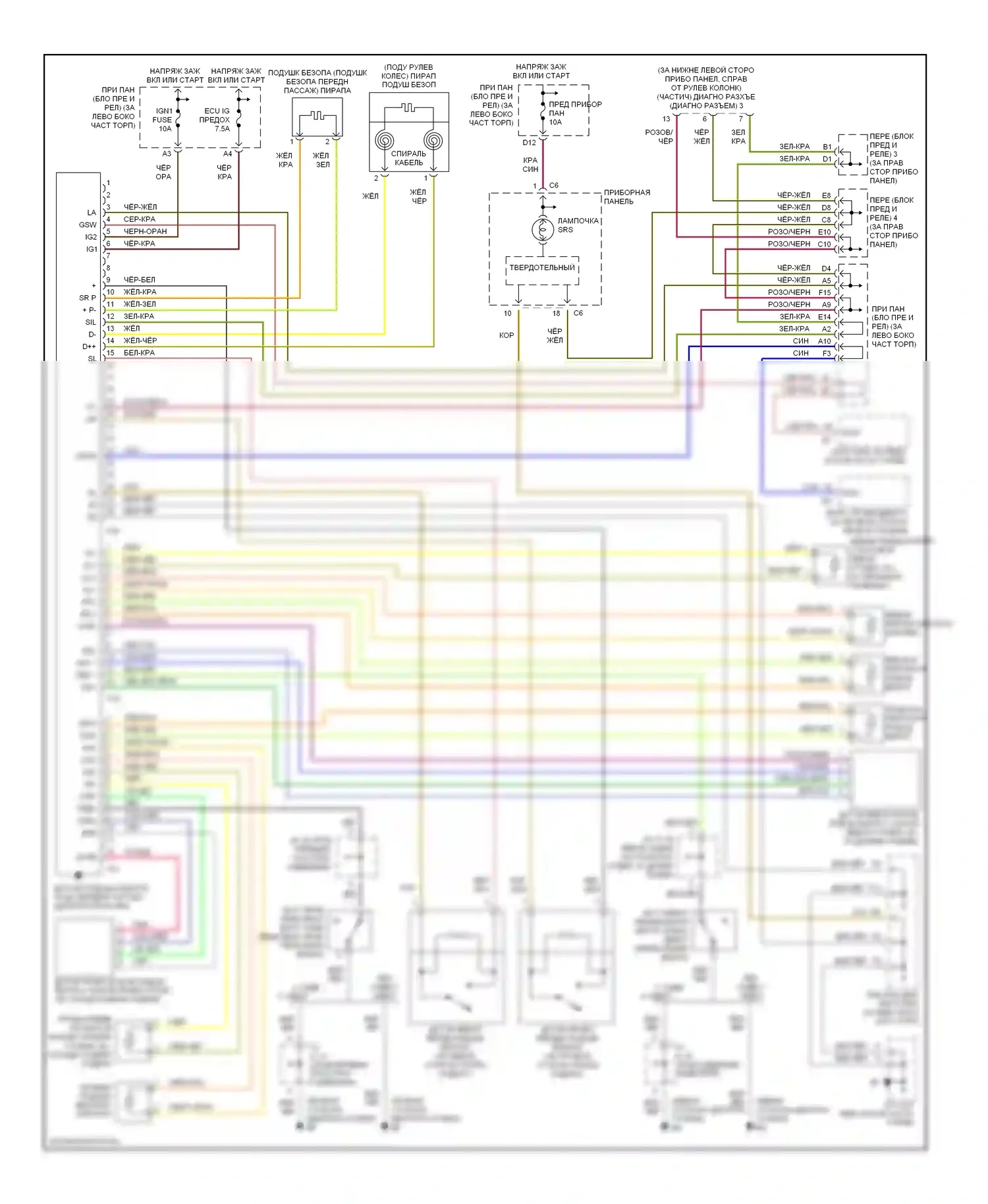 Sequoia Toyota I (2000-2004): Электросхема подушек безопасности 