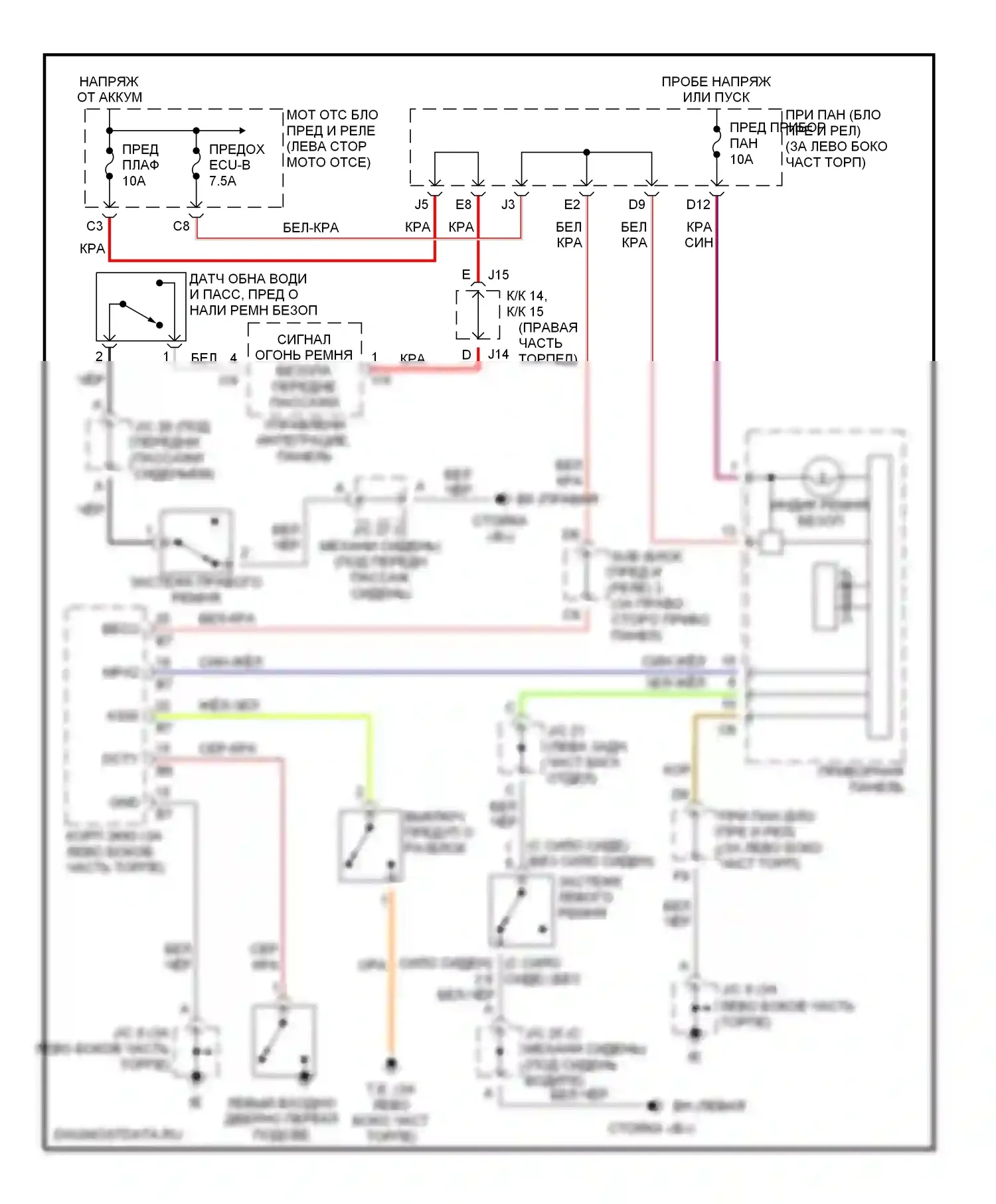 Sequoia Toyota I (2000-2004): Электросхемы системы оповещения 