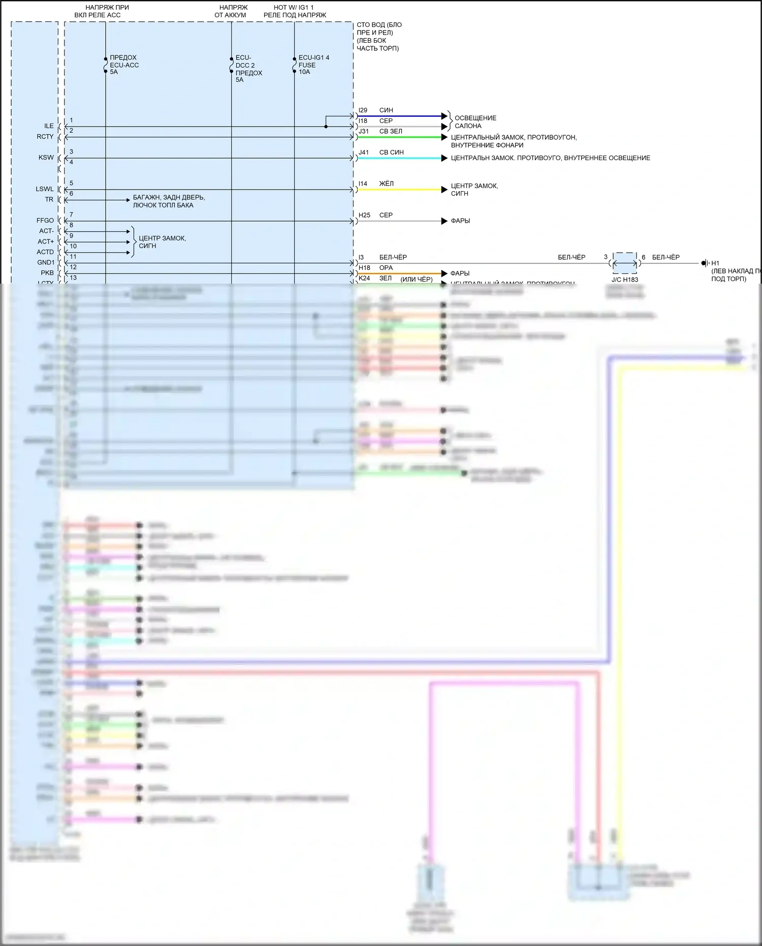 Sequoia Toyota II рестайлинг (2017-2022): Электросхема эбу кузова (1 из 2) 