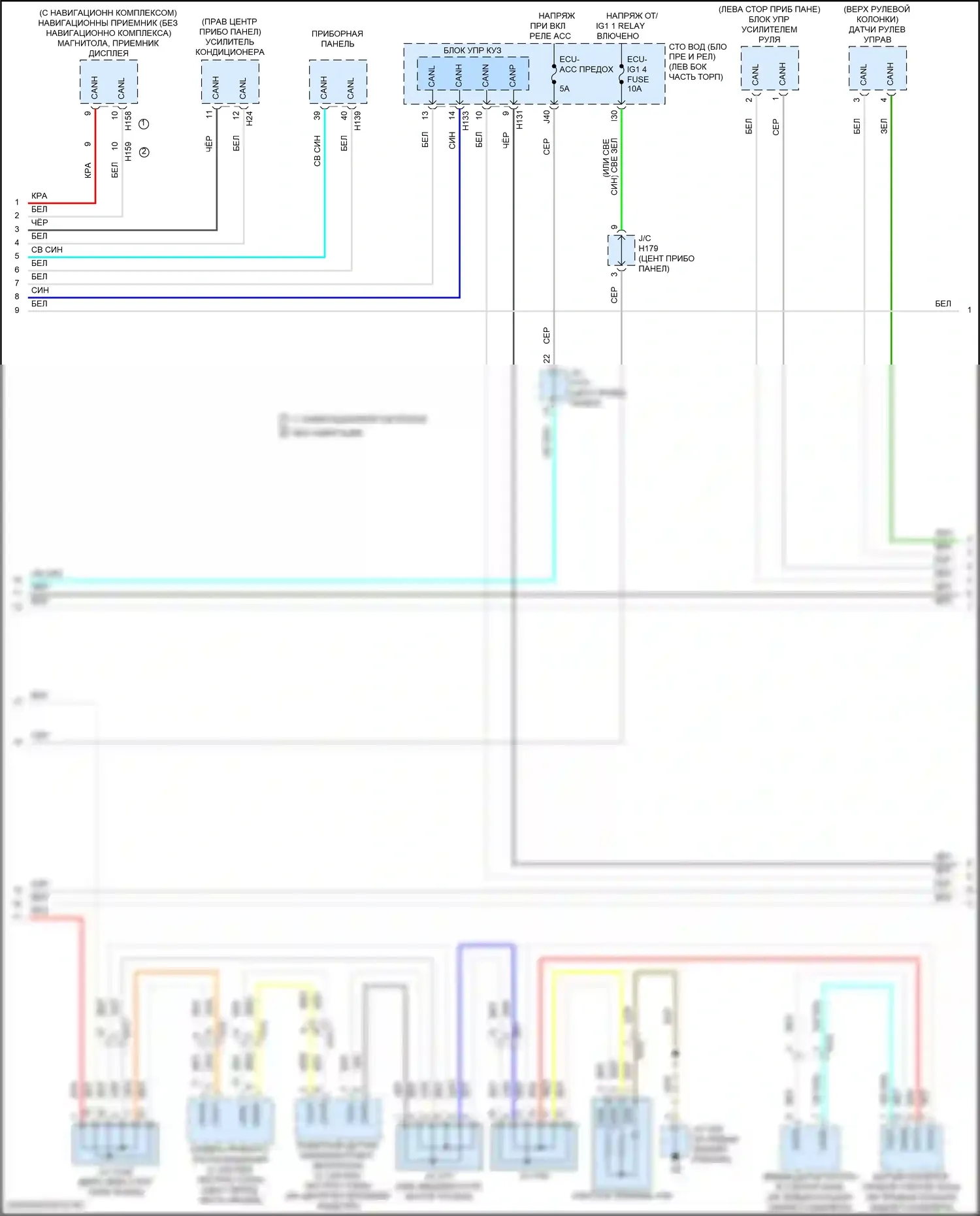 Sequoia Toyota II рестайлинг (2017-2022): Can шина электросхема (2 из 3) 