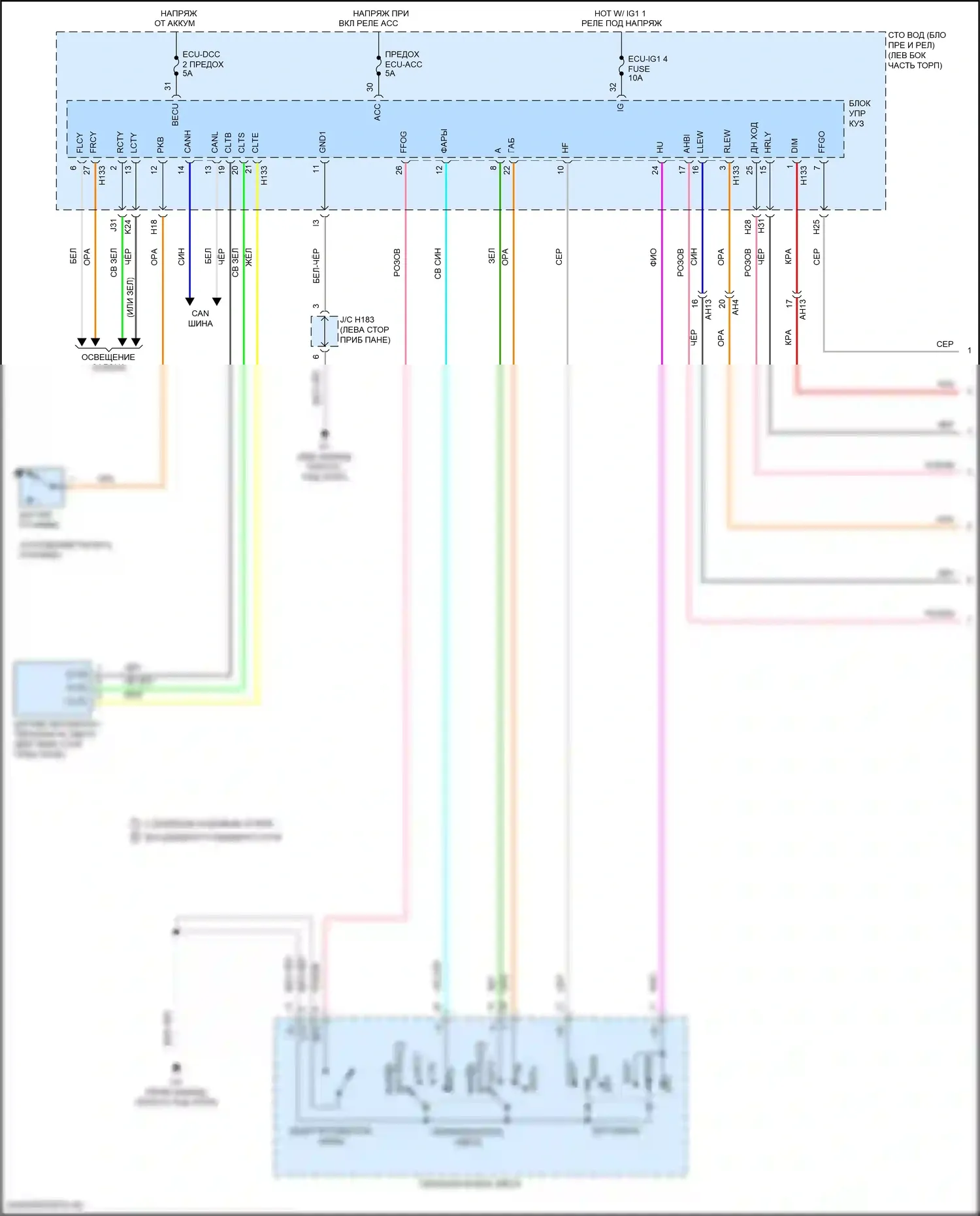 Sequoia Toyota II рестайлинг (2017-2022): Электросхема фар (1 из 3) 