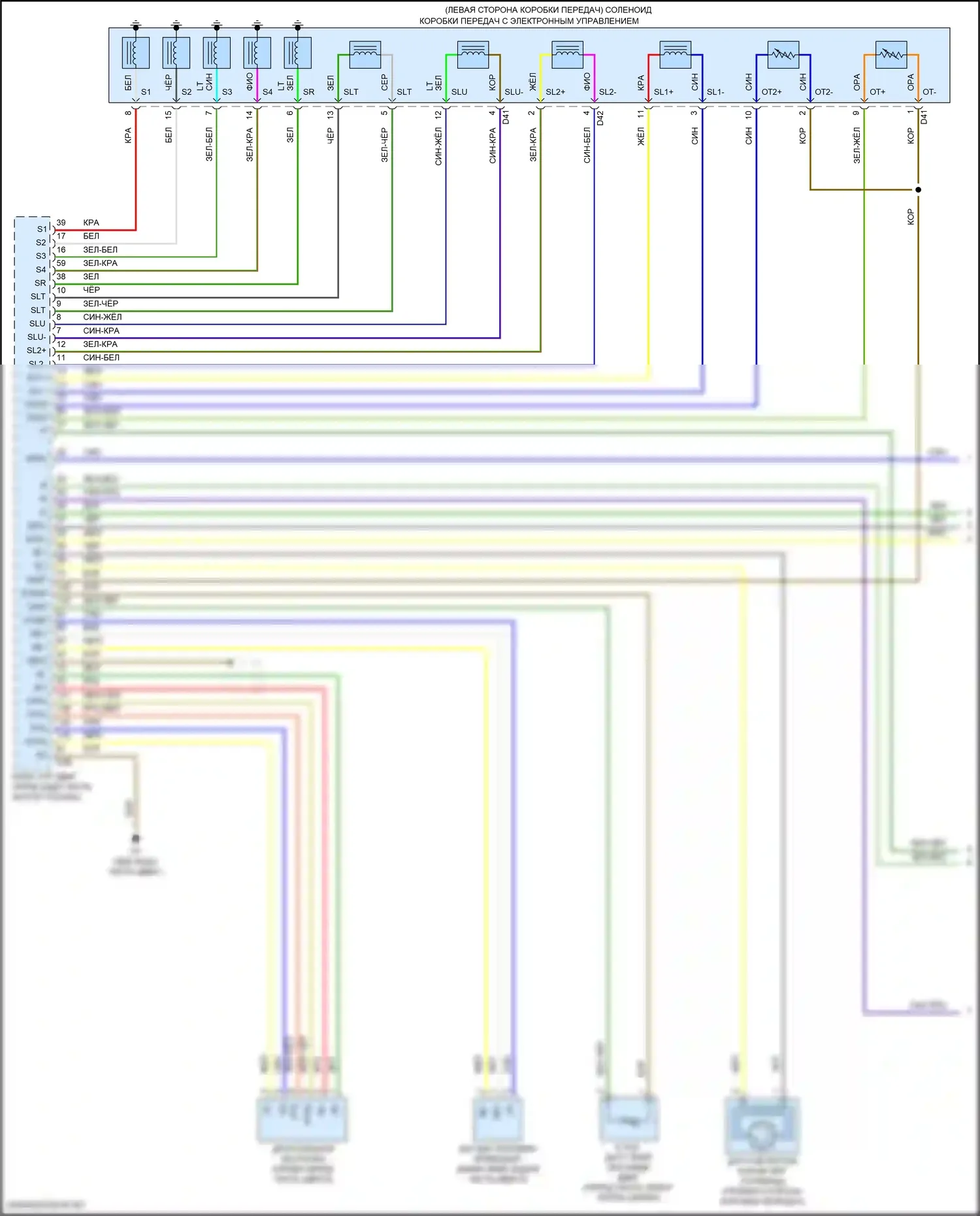 Sequoia Toyota II рестайлинг (2017-2022): Электросхема автоматической коробки передач (1 из 3) 