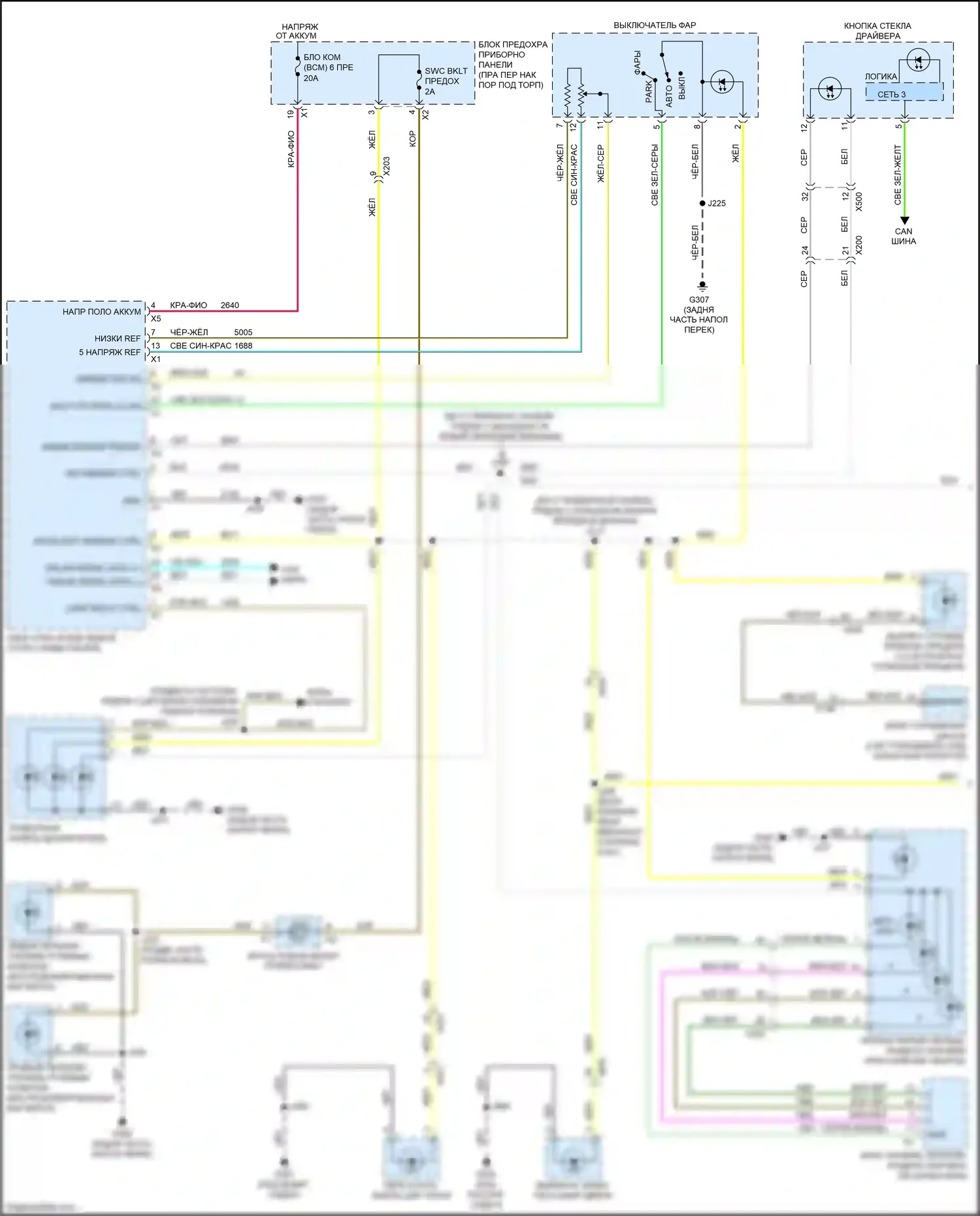 Sequoia Toyota II рестайлинг (2017-2022): Электросхема подсветки приборной панели (1 из 2) 