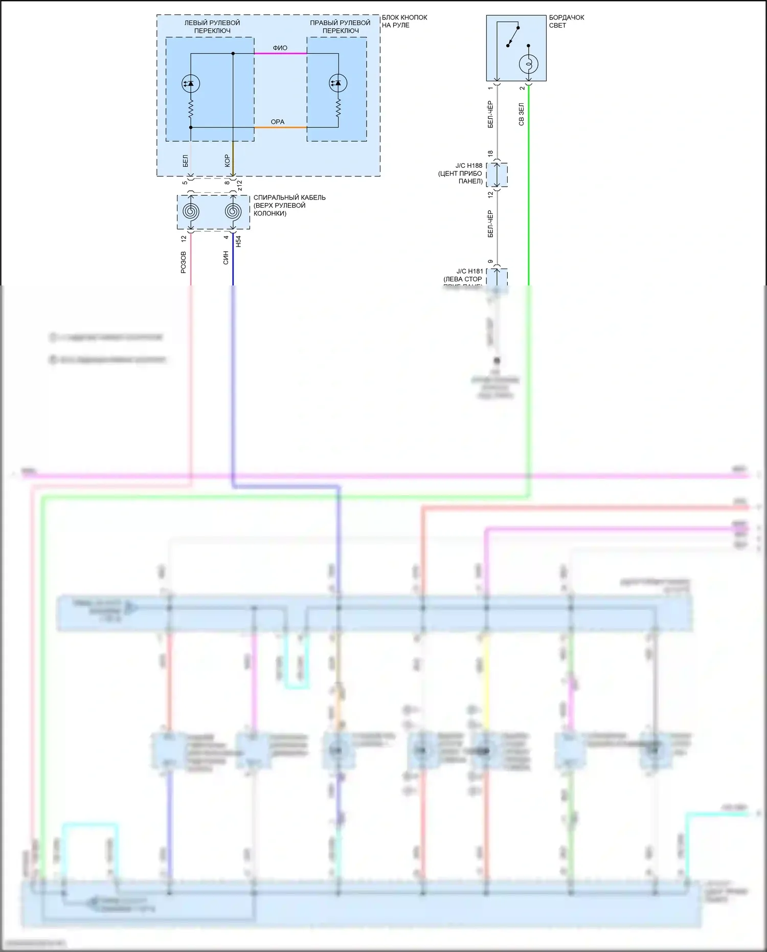 Sequoia Toyota II рестайлинг (2017-2022): Электросхема подсветки приборной панели (2 из 3) 