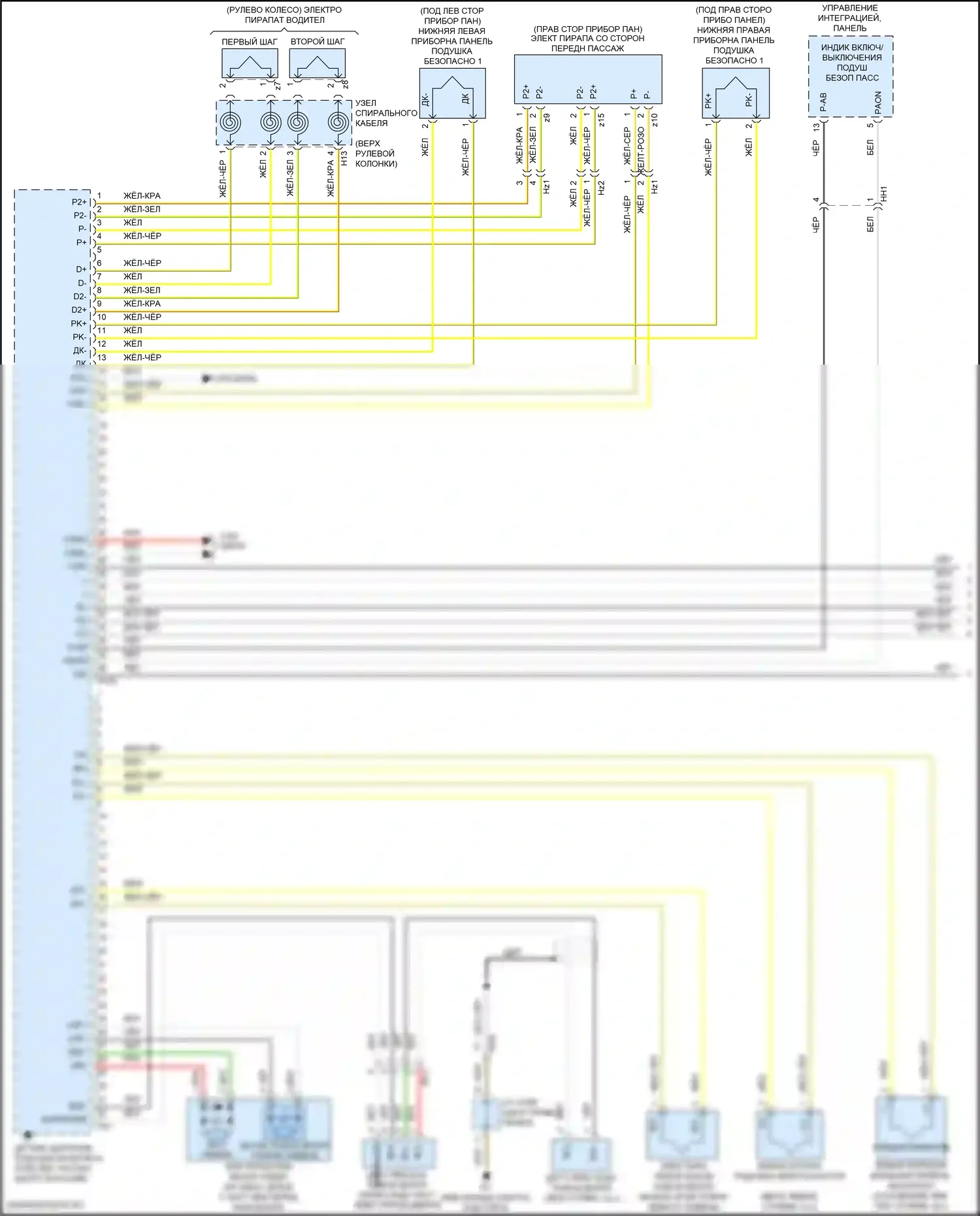 Sequoia Toyota II рестайлинг (2017-2022): Электросхема подушек безопасности (1 из 3) 