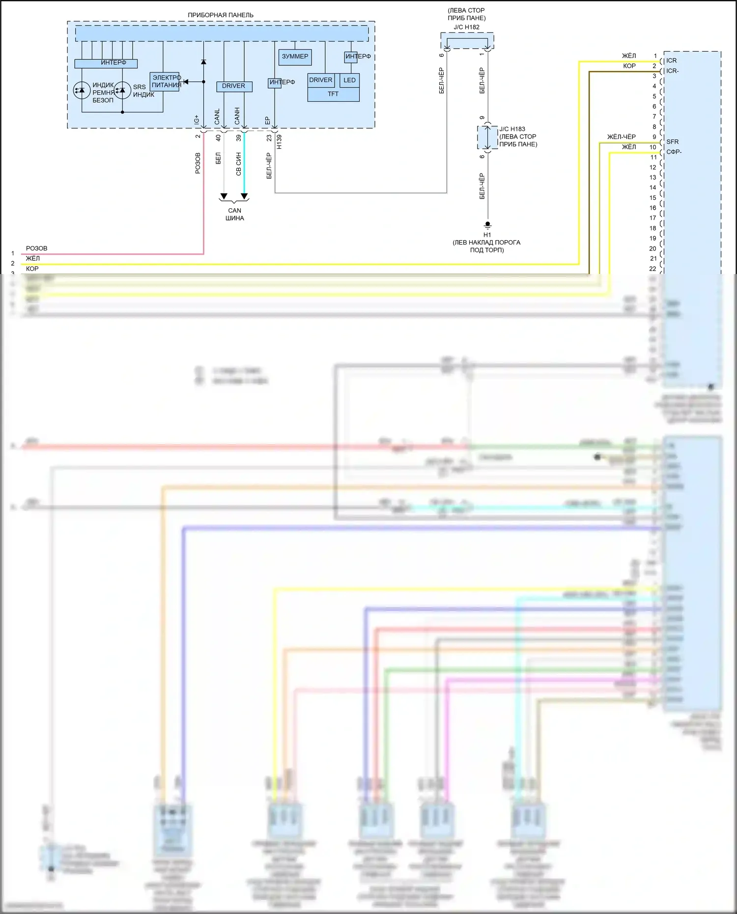 Sequoia Toyota II рестайлинг (2017-2022): Электросхема подушек безопасности (3 из 3) 