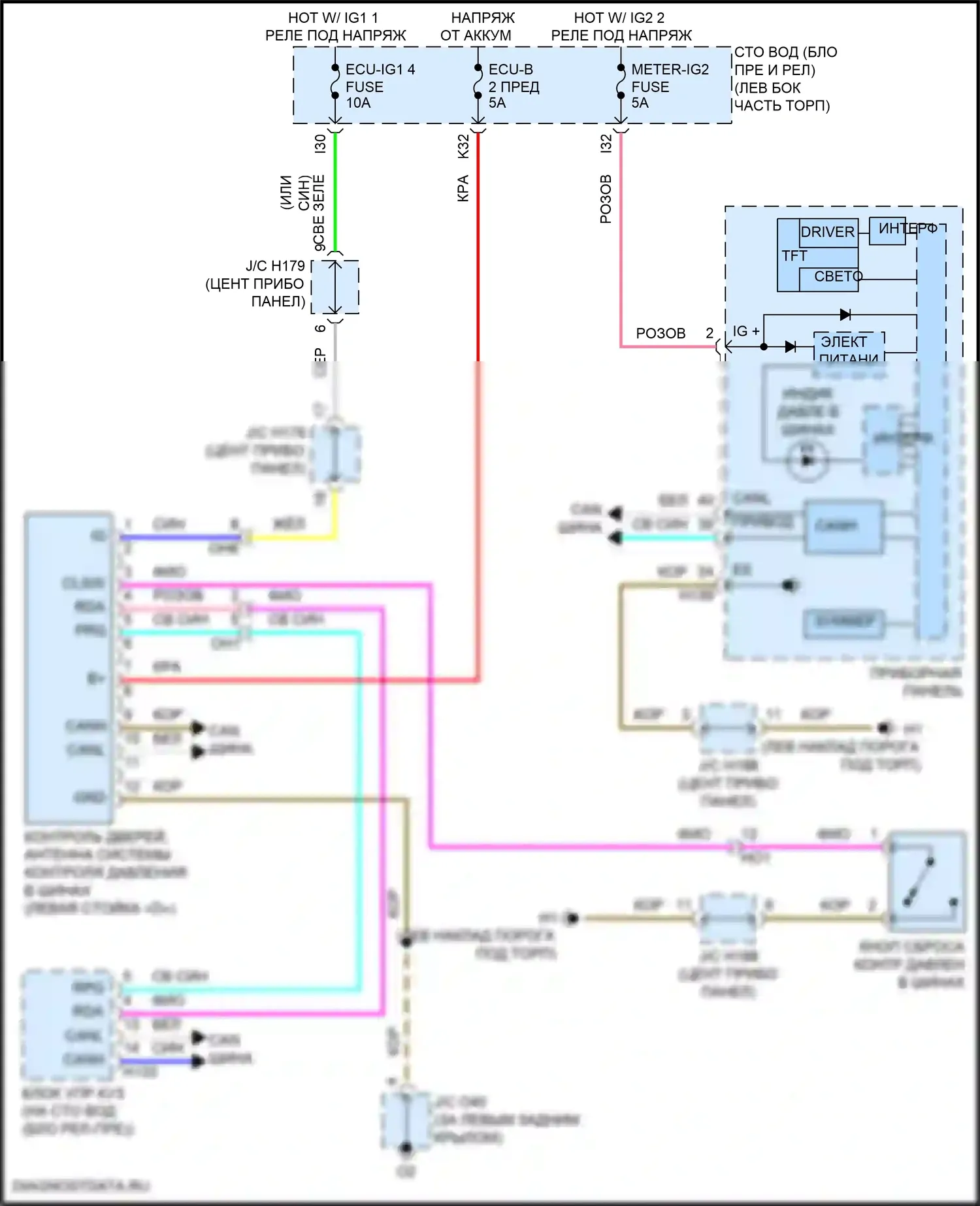 Sequoia Toyota II рестайлинг (2017-2022): Электросхема контроля давления в шинах 
