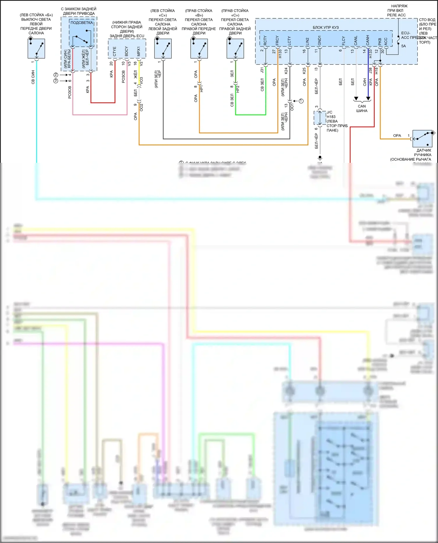 Sequoia Toyota II рестайлинг (2017-2022): Электросхема приборной панели (2 из 2) 